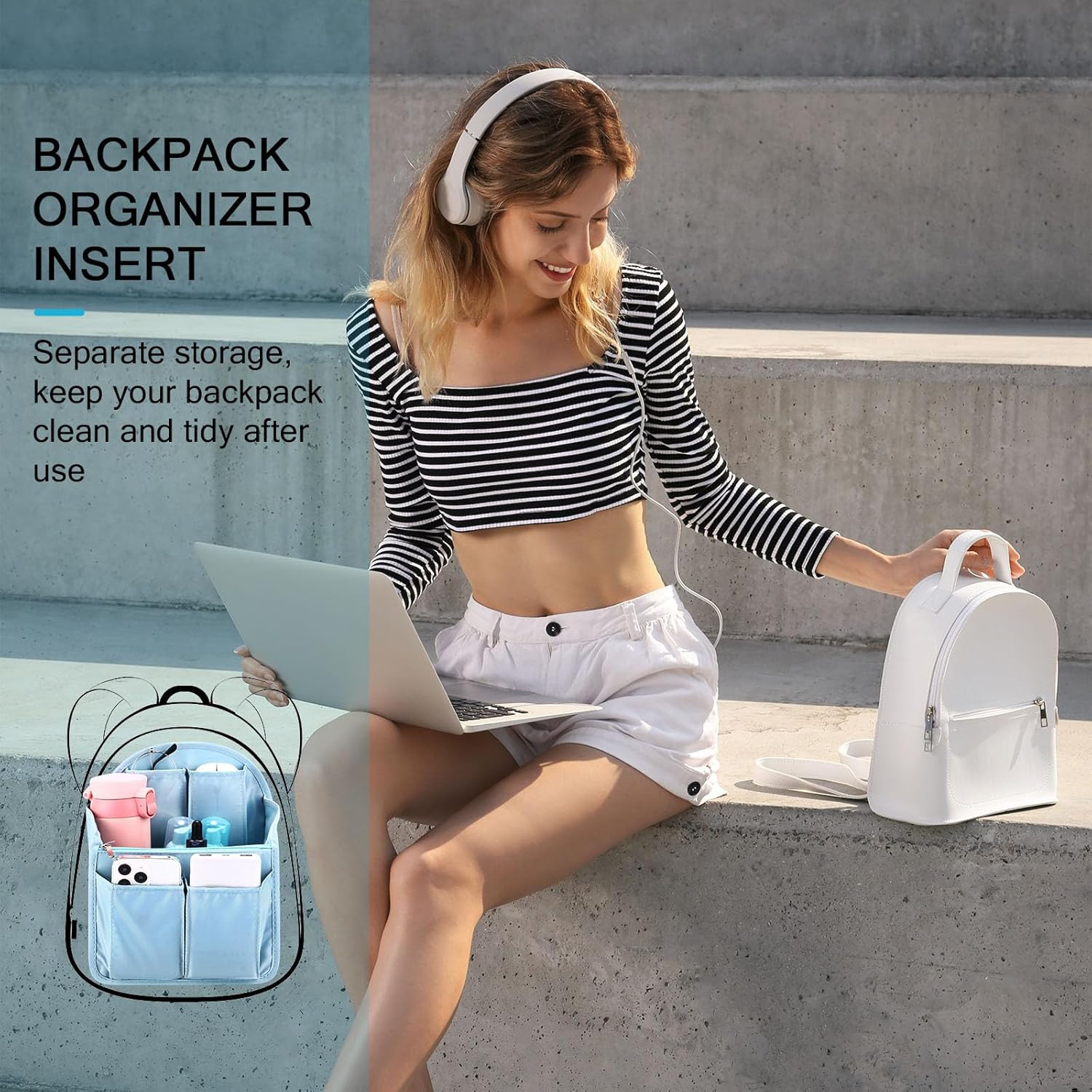 Sweetude 2 Pcs 7.9 X 4.8 X 11 Inch Mini Backpack Organizer Insert Small Shoulder