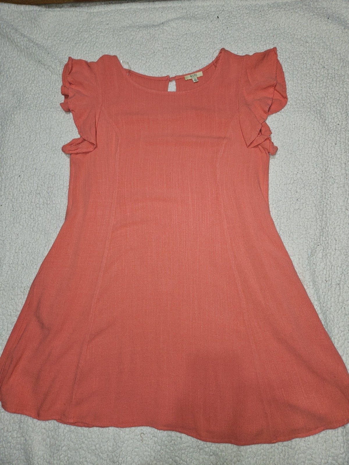 Kori America Women’s Size M Coral Solid Knit A-Line Short Dress Round Neck