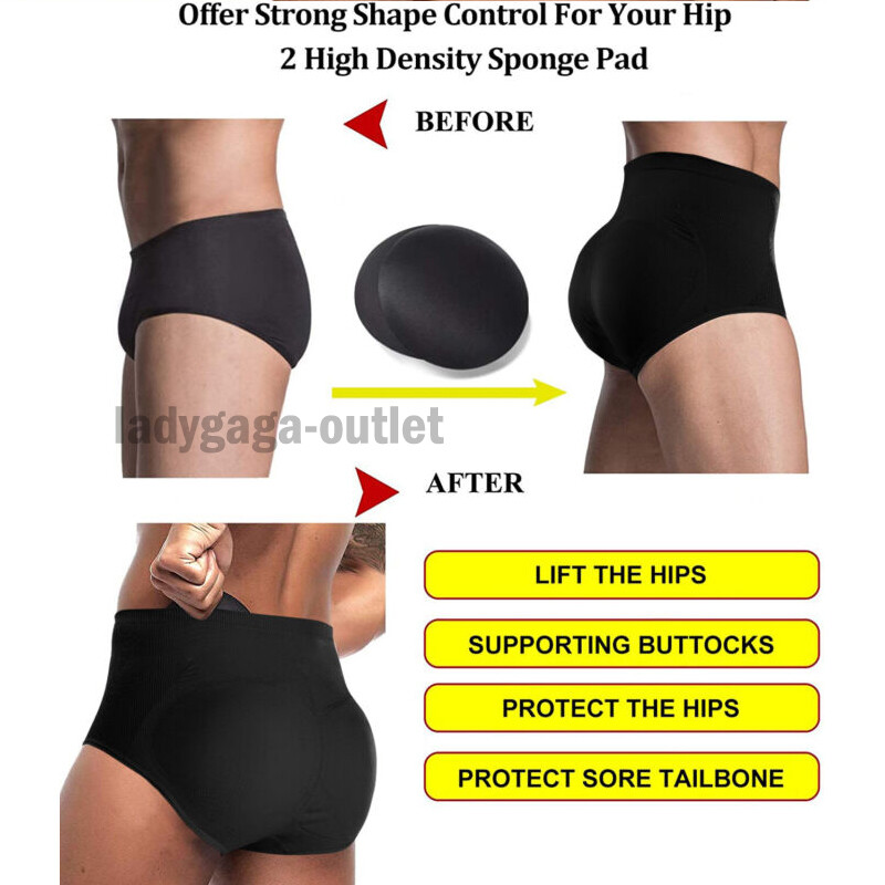 Men Padded Underwear Briefs Boxers Butt Lifter Hip Enhancer Shorts Shaper Pants