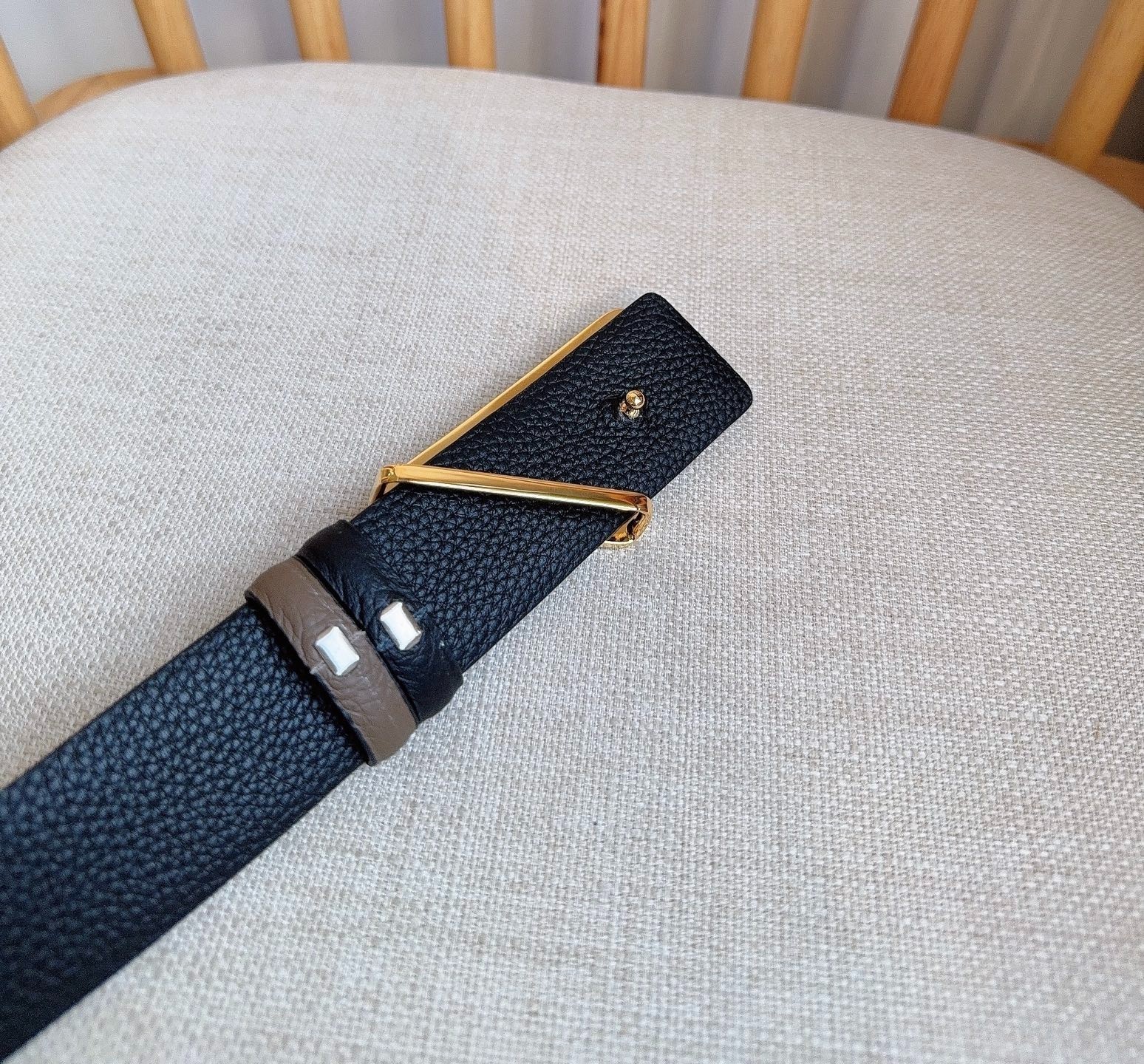 Prada men’s leather belt in Black/Brown