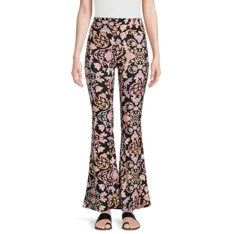 New No Boundaries Floral Paisley Knit Flare Pants Juniors Women Many Sizes