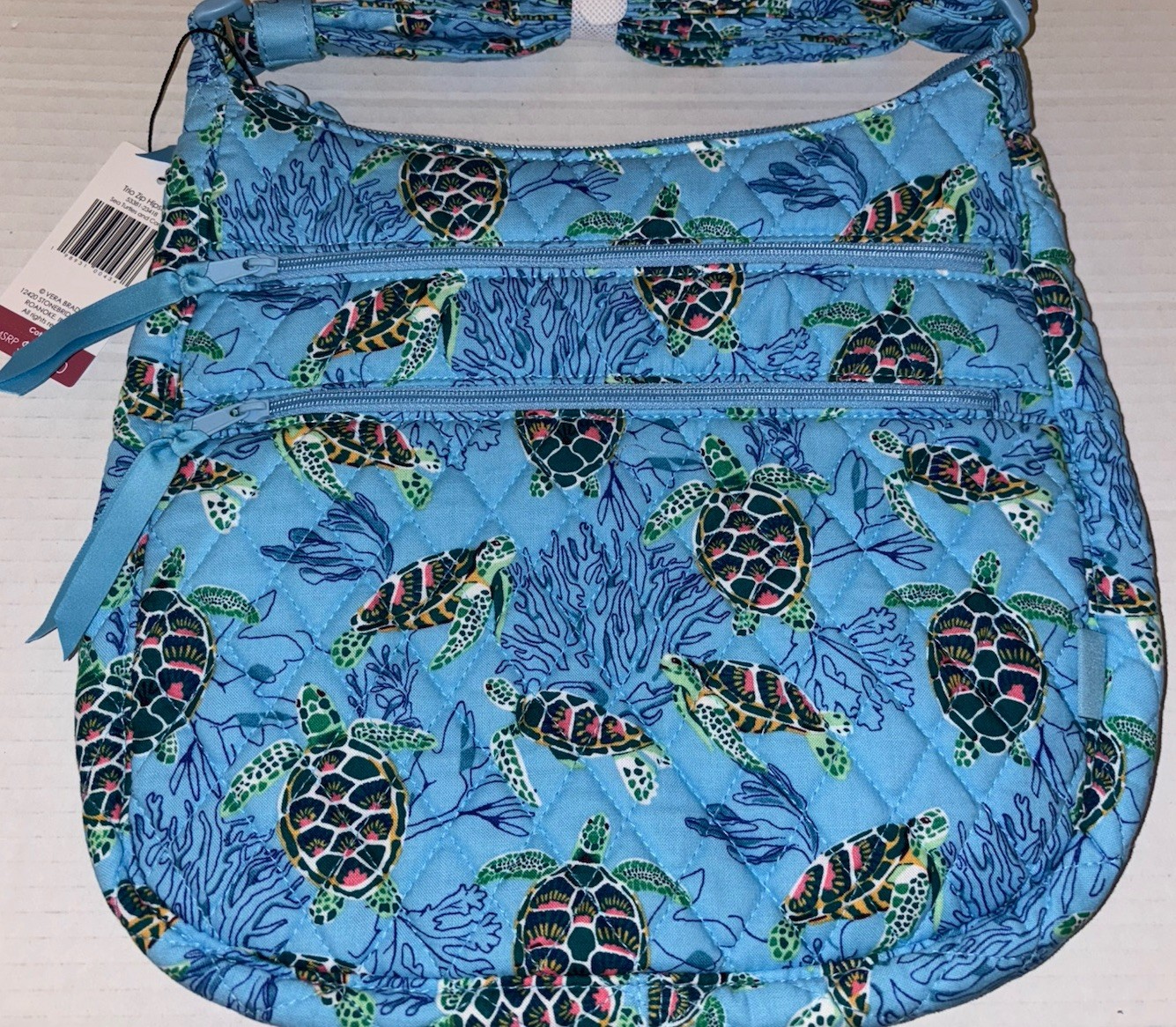 NWT Vera Bradley Trio Zip Hipster Crossbody Bag Sea Turtles And Coral