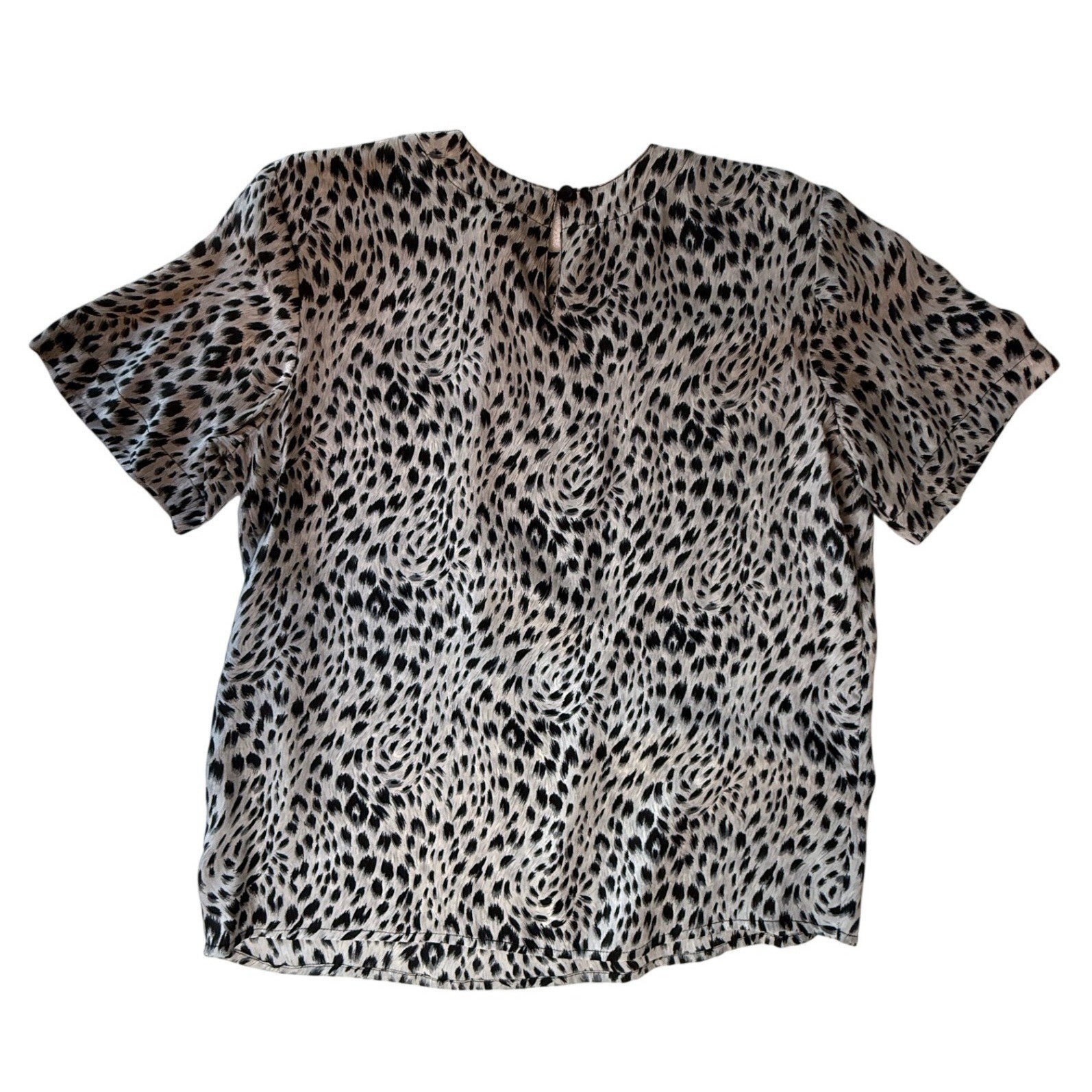 Anna and Frank Vintage Silk Animal Print Blouse Shoulder Pads NWT Black
