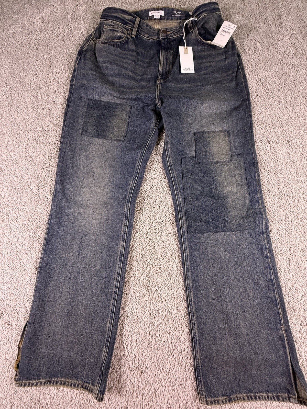 NWT Good American The Khloe Jean Size 12/31 32 Inseam Blue Wide Leg