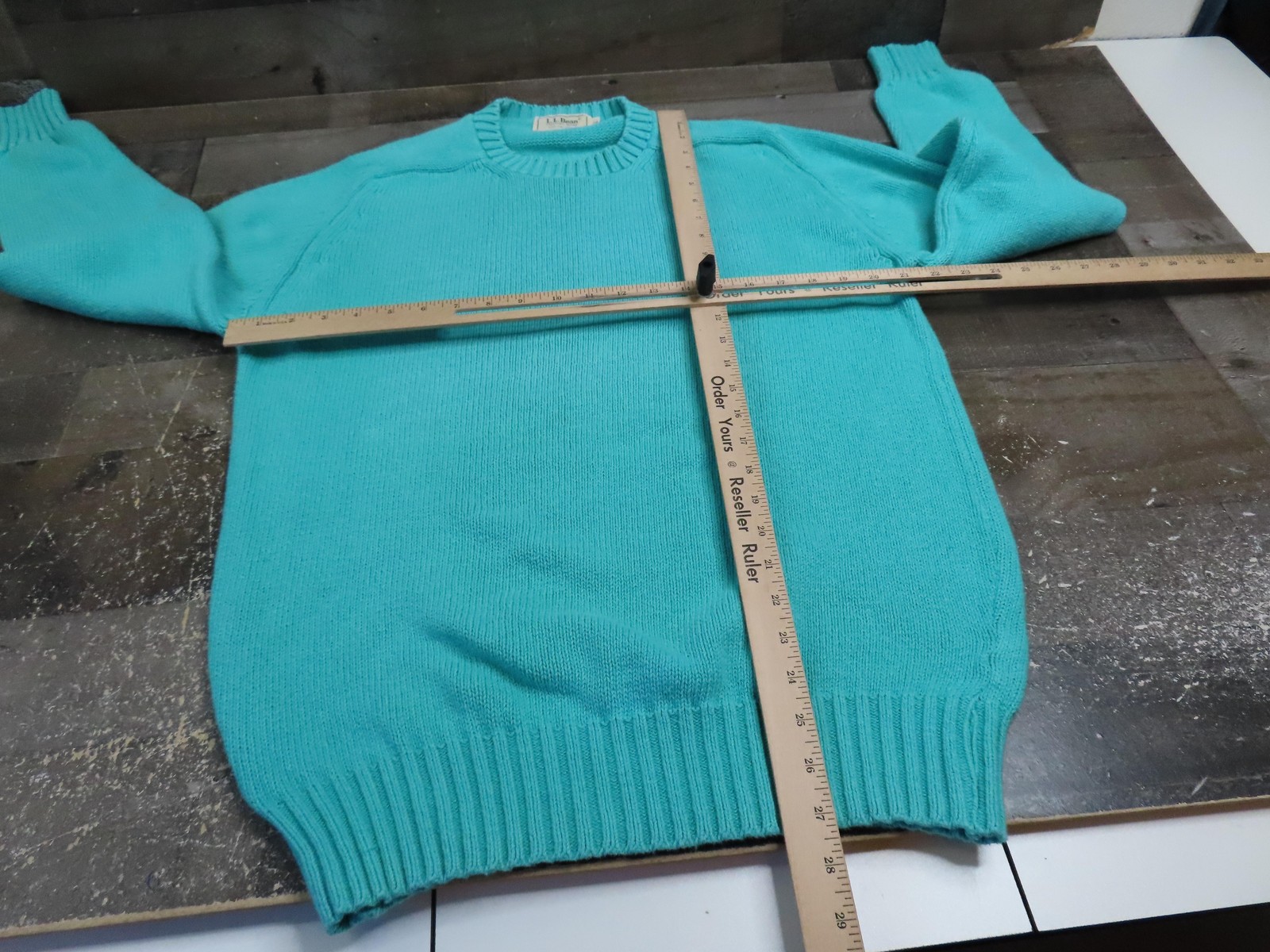 LL Bean Sweater Mens Large Tall Blue Cotton Fisherman Crewneck Knit Pullover USA