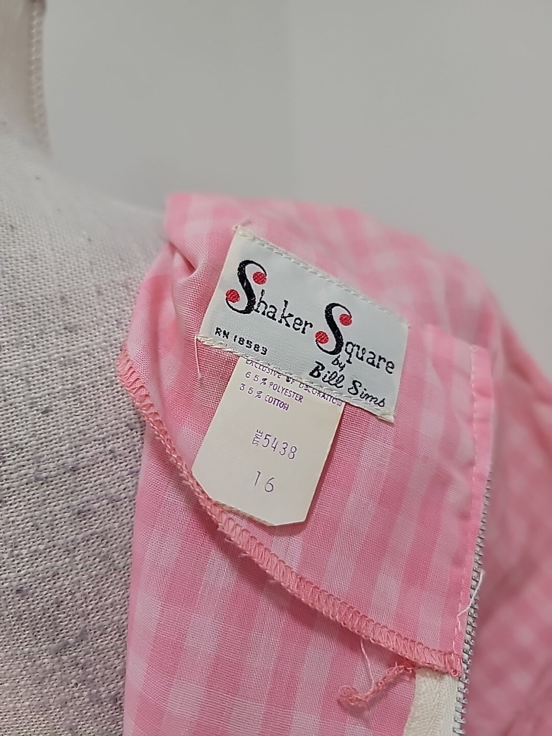 Vintage Shaker Square Women’s Days Dress Pink Gingham Zip Back 60s NWT Size 16