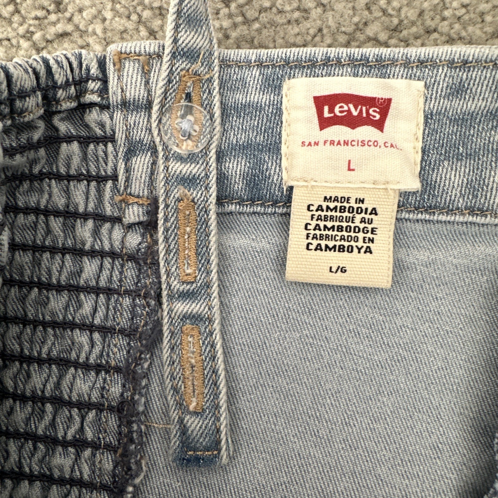 Levi’s Knee Length Slim Fit Bustier Denim Dress Corset Blue Stretch Sz. Large