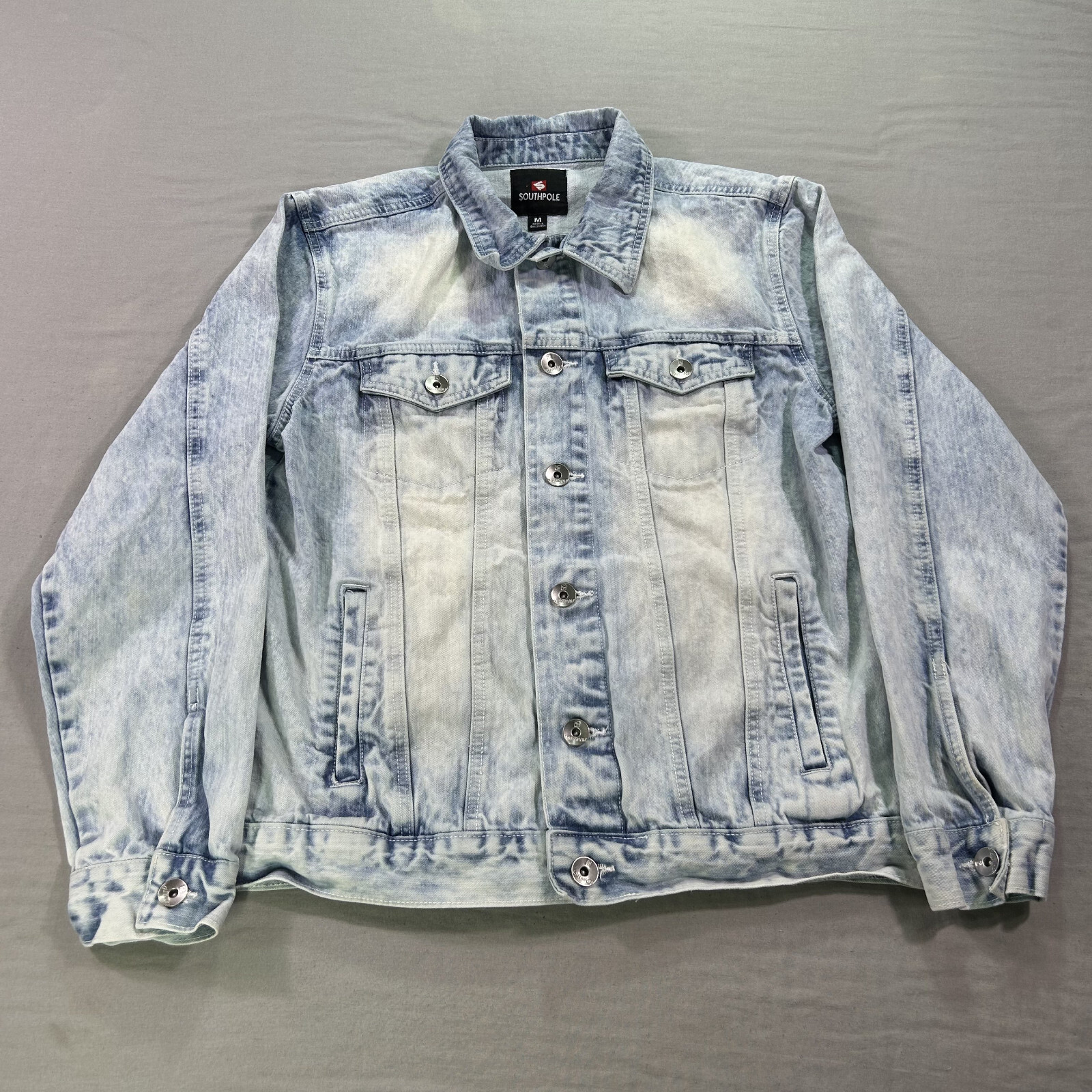 VINTAGE Southpole Denim Jacket Mens Medium Acid Wash Button Up Jean Streetwear