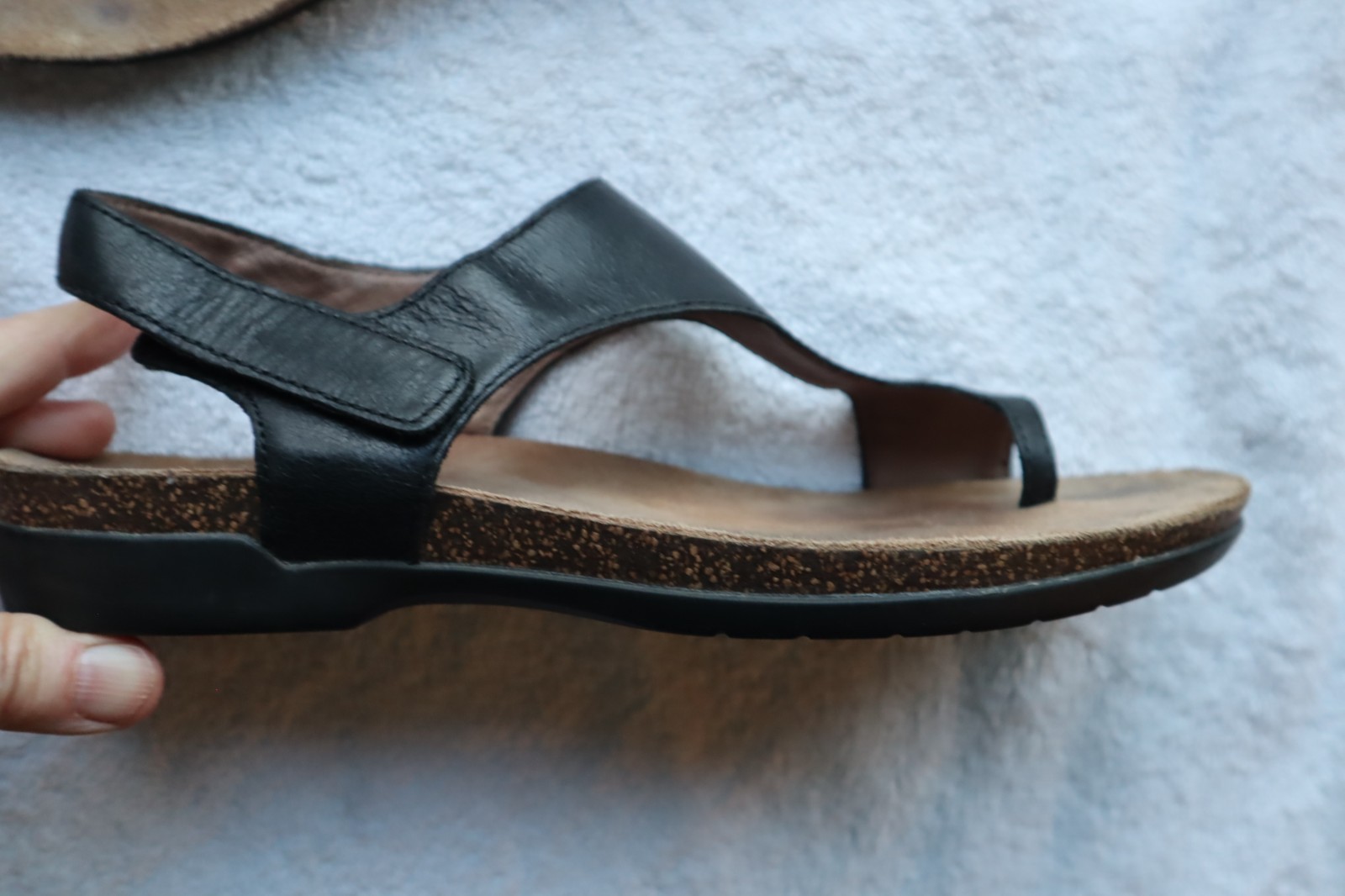Black Leather DANSKO Reece Big Toe Loop Slingback Sandals EU 39 US 8.5 – 9