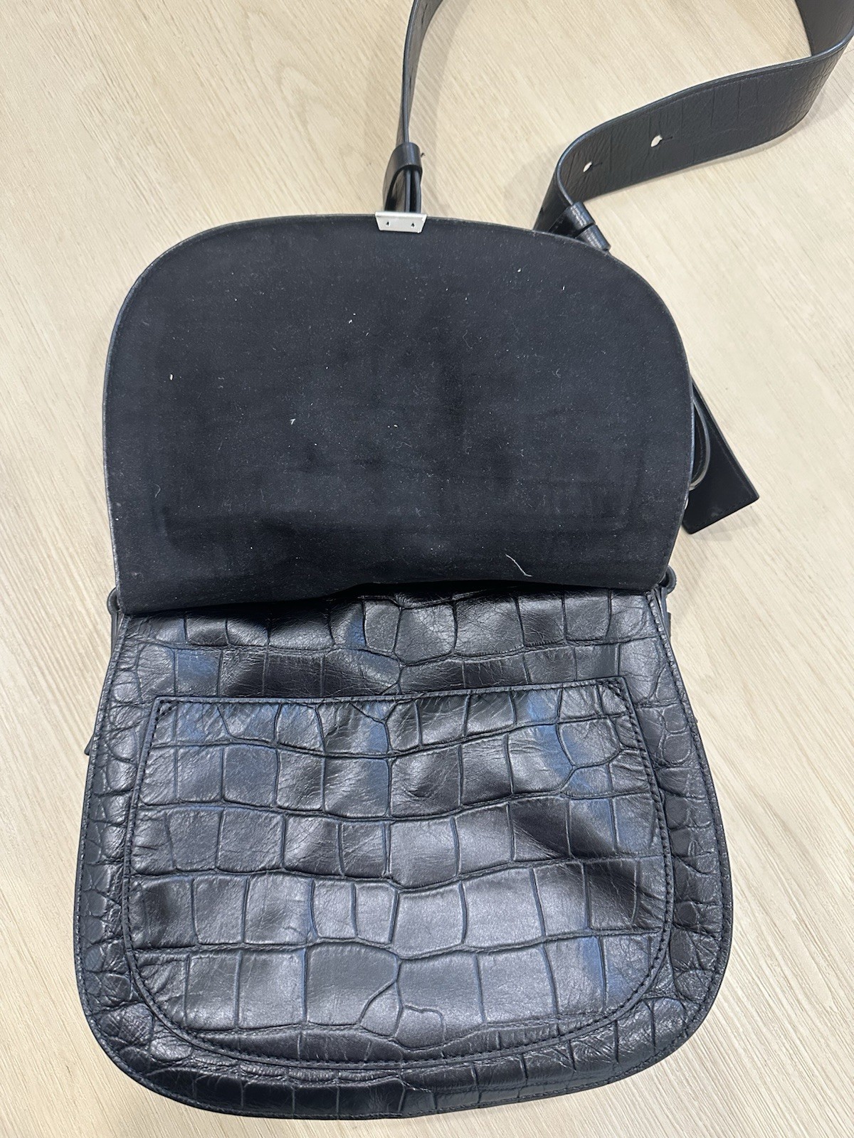 All Saints Black Leather Crossbody Shoulder Bag