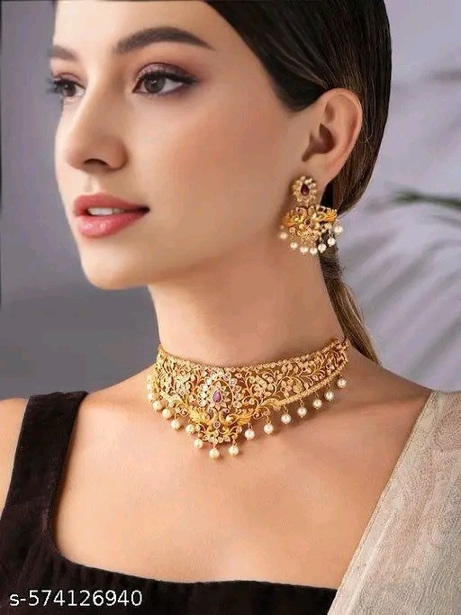 Indian Bollywood Gold Plated Kundan Choker Bridal Necklace Earrings Jewelry Set