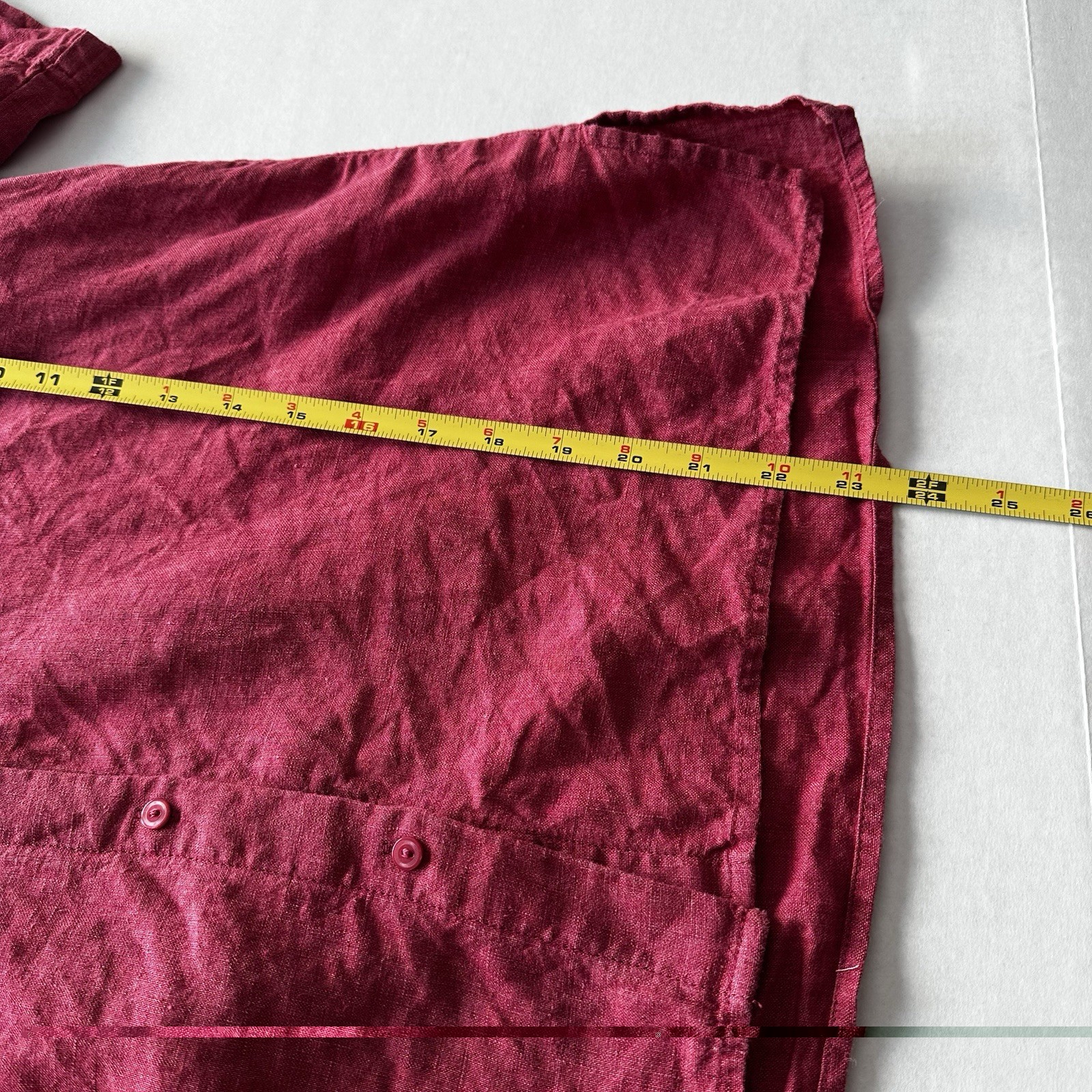 Eileen Fisher Organic Linen 2-Pc Set Boxy Top + Ankle Pants S/P Raspberry Berry