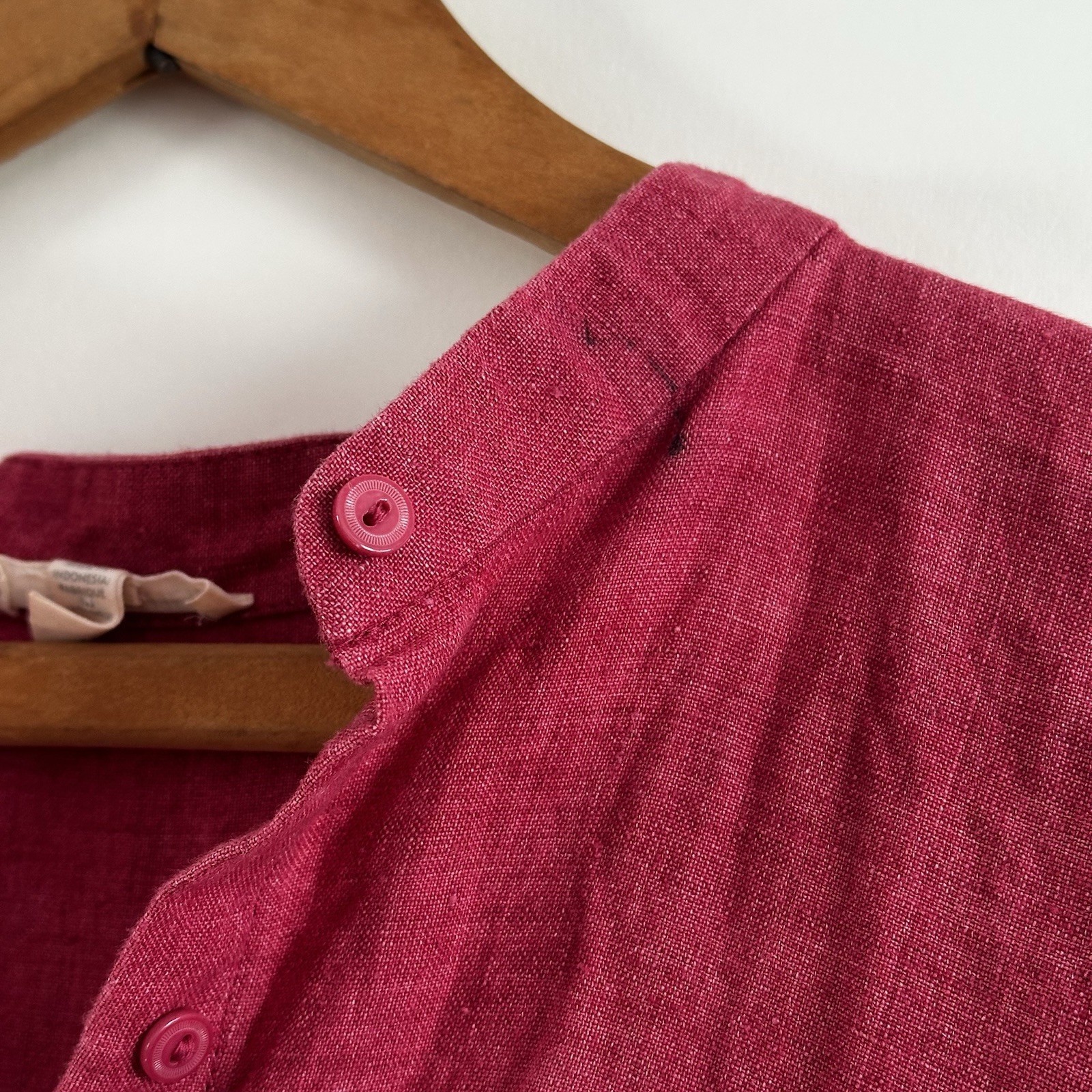 Eileen Fisher Organic Linen 2-Pc Set Boxy Top + Ankle Pants S/P Raspberry Berry