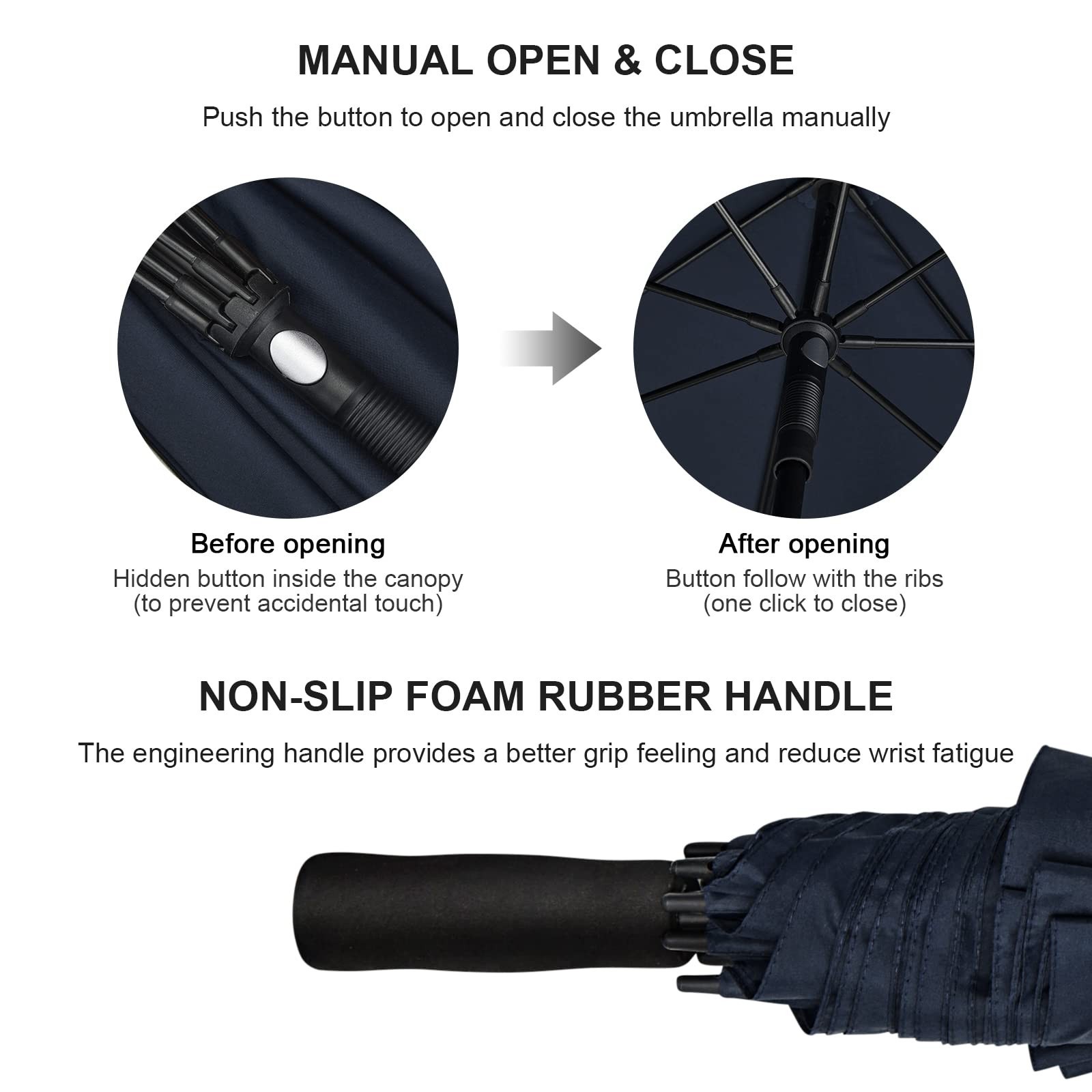 G4Free 80 Inch Huge Large Oversize Golf Umbrella Double Canopy Vented Windproof