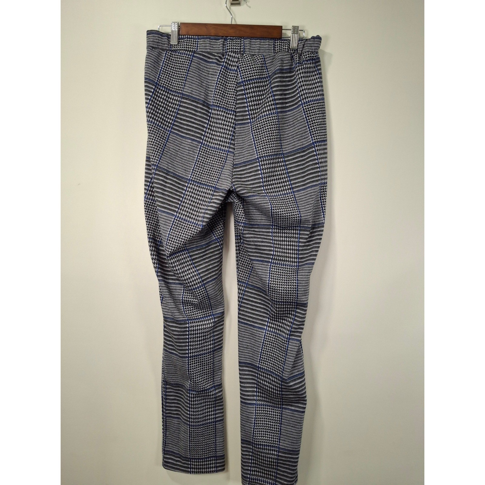 Ashley Stewart Blue Glen Plaid Pull On Trousers Womens 14/16 Straight Leg Pants
