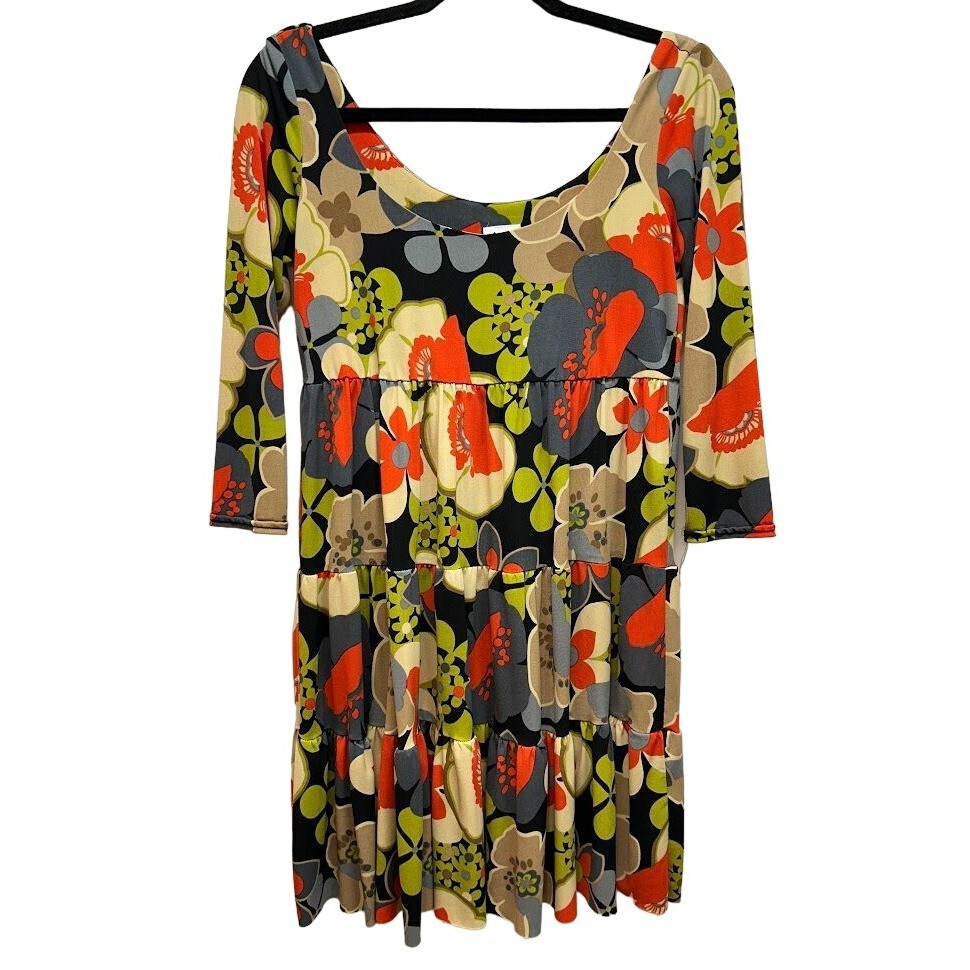 Ivy Jane Uncle Frank Tiered Ruffle Floral Dress Size Small