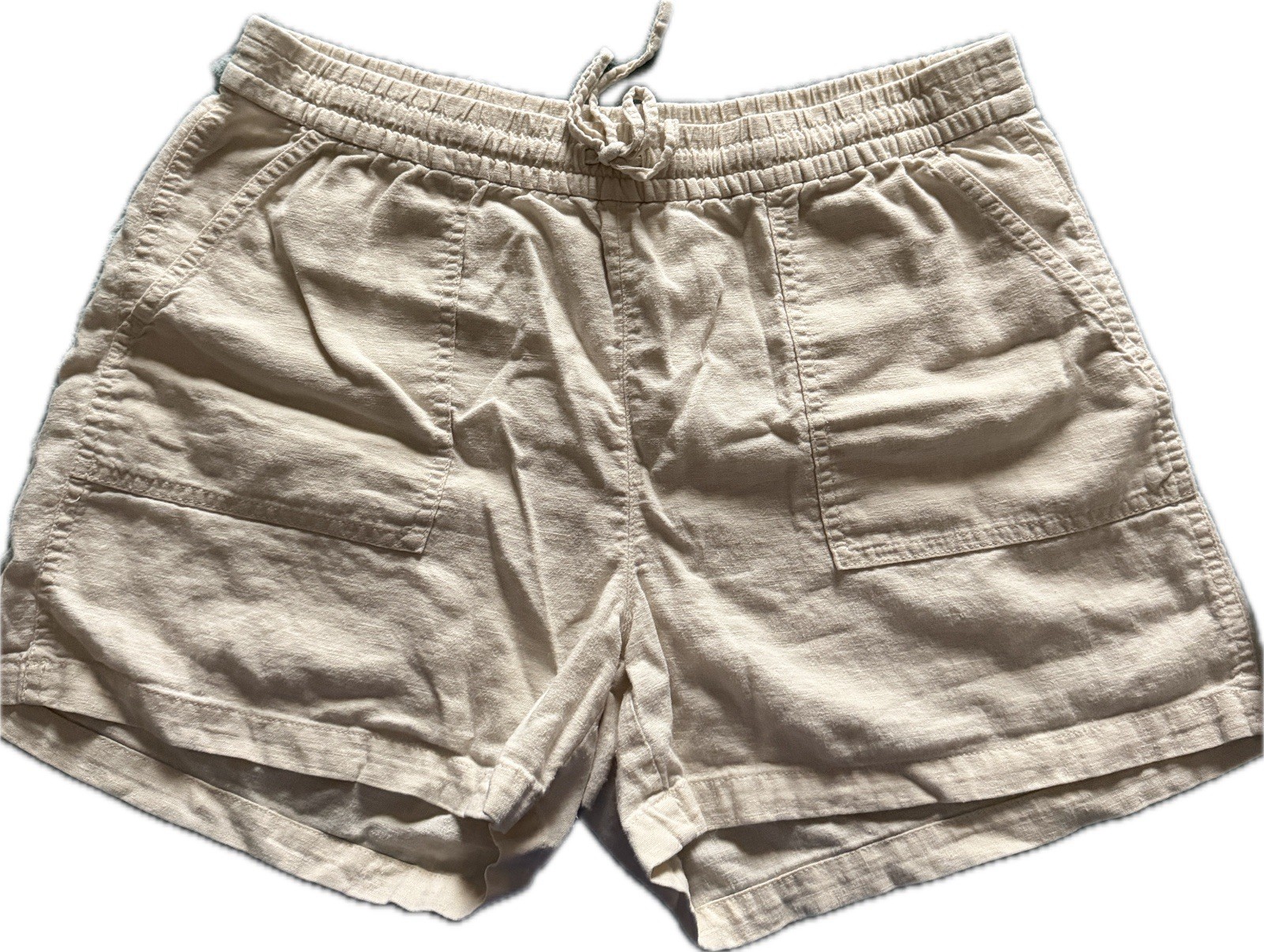 J.Crew Factory Beige Chino Shorts M Drawstring Pockets 29″ Waist