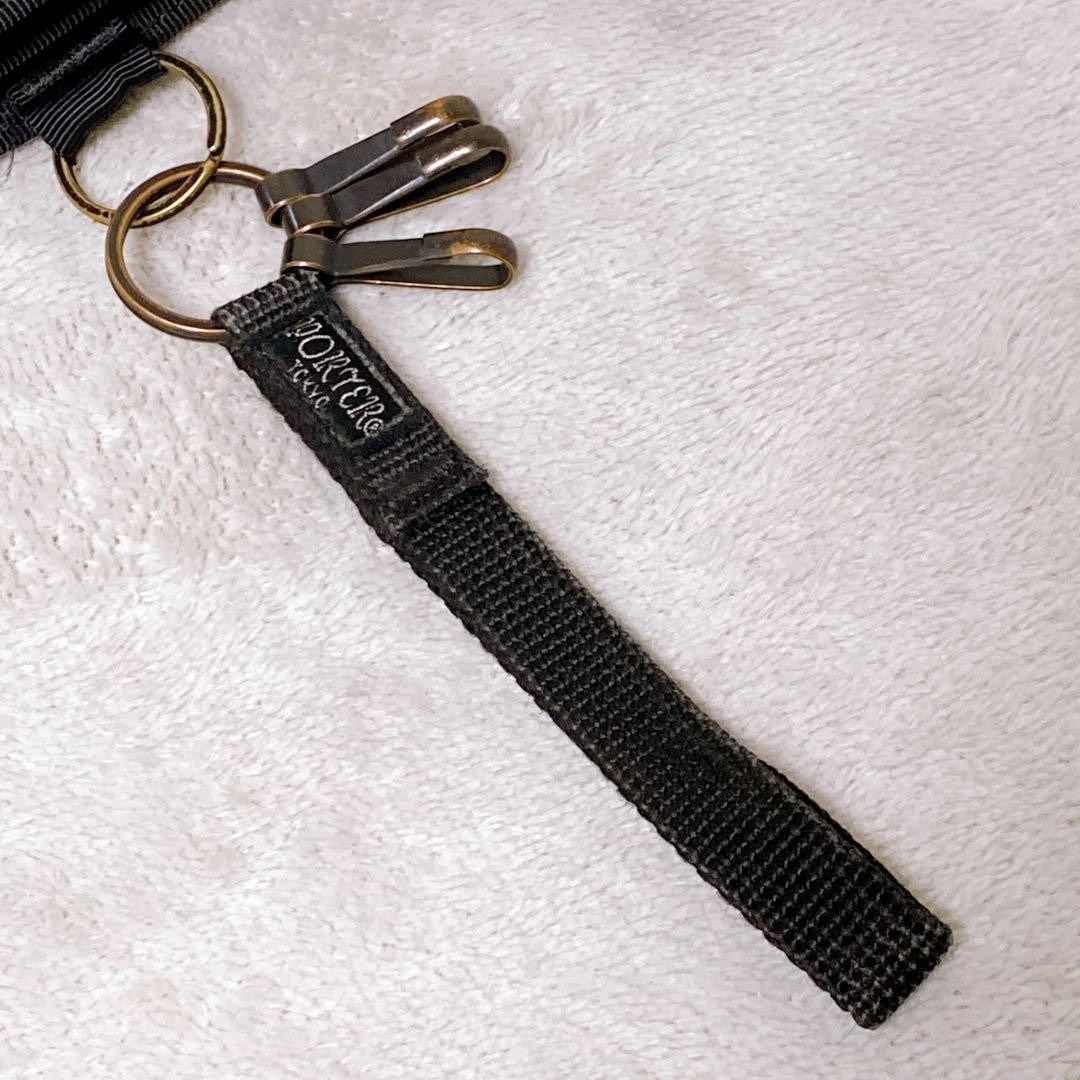 Porter Capsule Wallet Black Trifold with Keychain Used Compact Stylish
