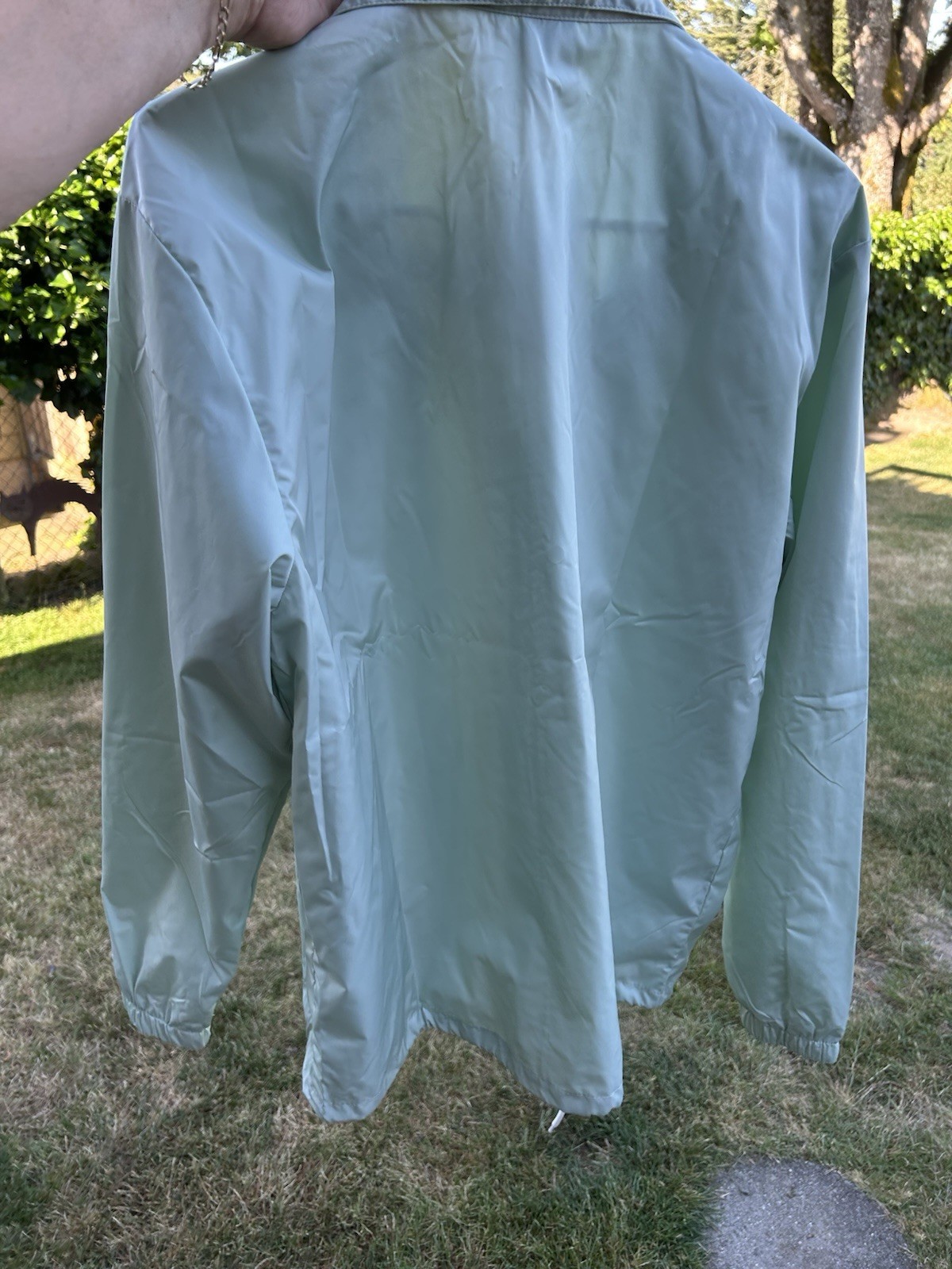 Russell Athletic Men’s Green Snap-Front Windbreaker Jacket L Pockets Logo