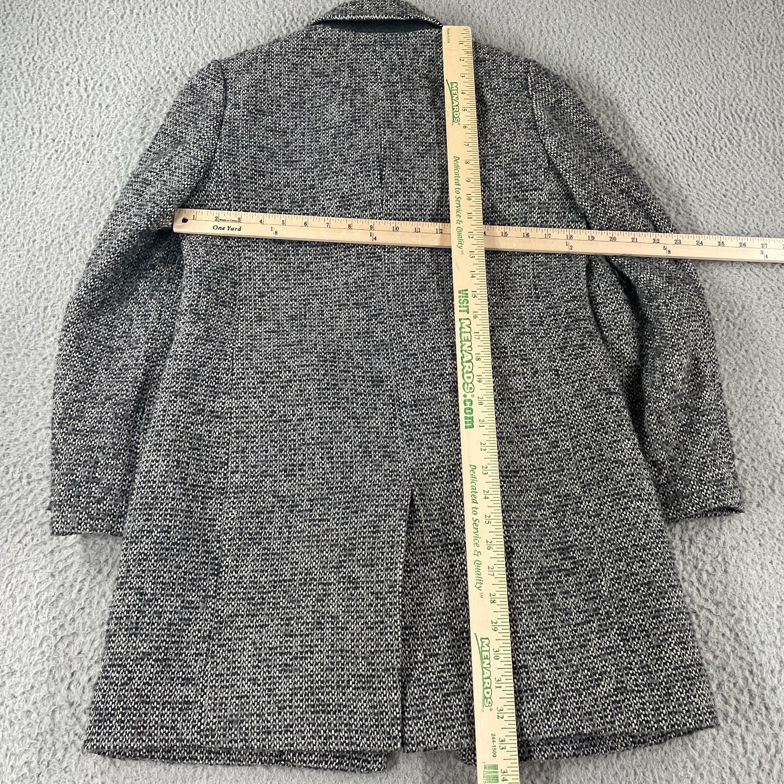 J Crew Factory Tweed Topcoat Coat Grey Black H1493 Size 8 Jacket 3 Button