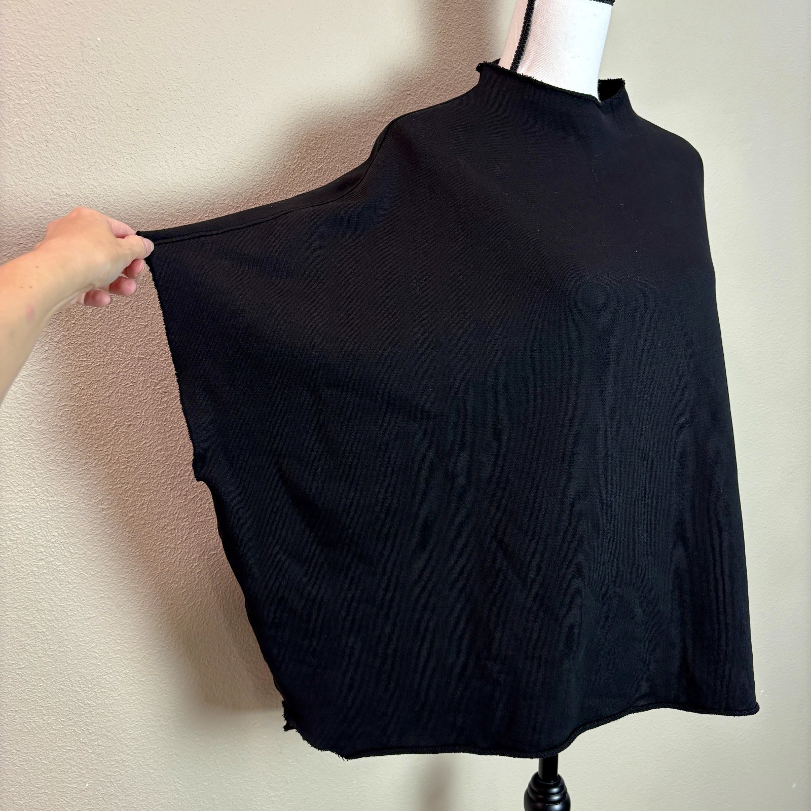 FRANK & EILEEN Audrey Funnel CAPELET Neck RAW HEM SWEATSHIRT BLACK OS Boxy
