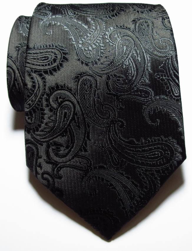 New Classic Paisley Black JACQUARD WOVEN 100% Silk Men’s Tie Necktie