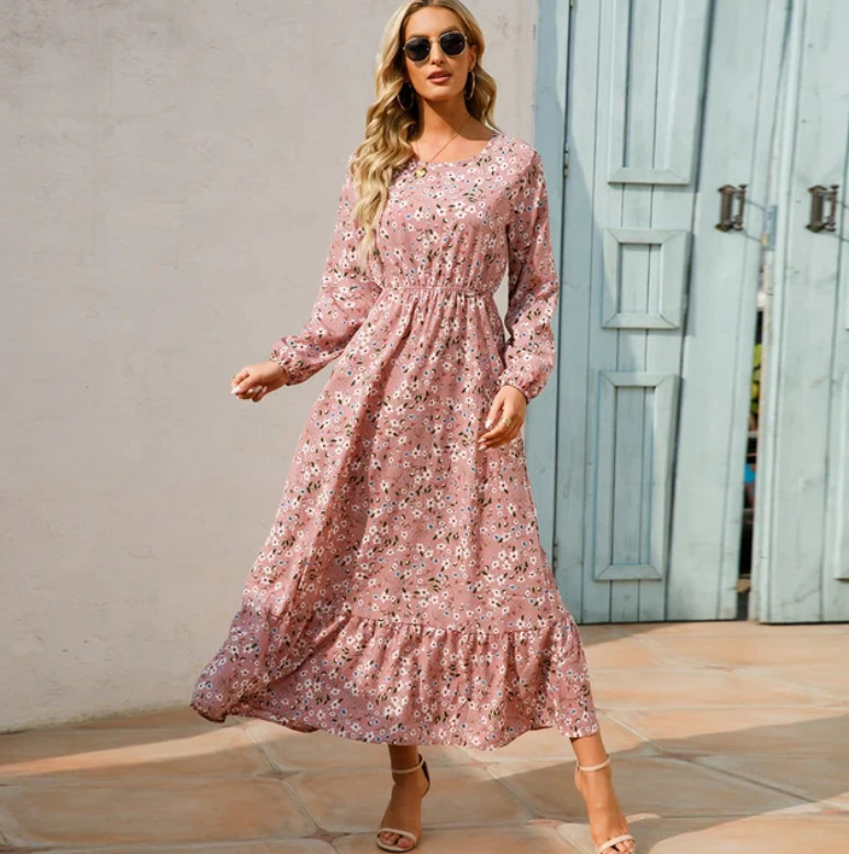 Women’s Dress Sleeve A-line Sundress Floral Long Summer Casual Beach NEW 20% OFF