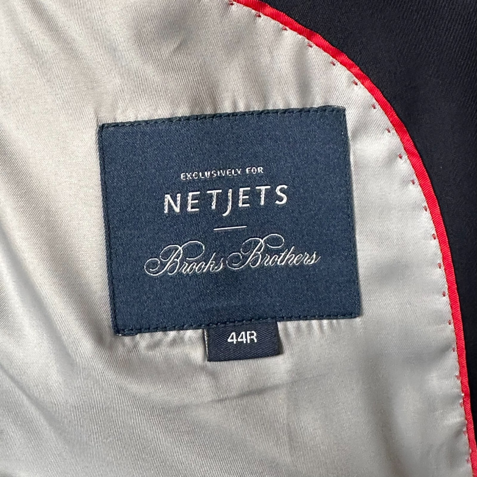 Brooks Brothers NetJets Suit Navy Blue Pilot 2 Piece 2 Vent Blazer 44R Pants 38