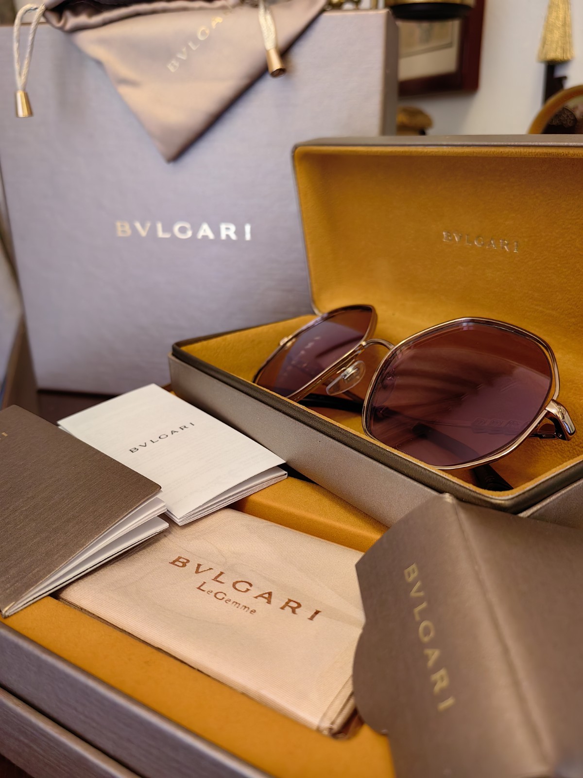 New Gold-Plated Sunglasses BVLGARI Italy