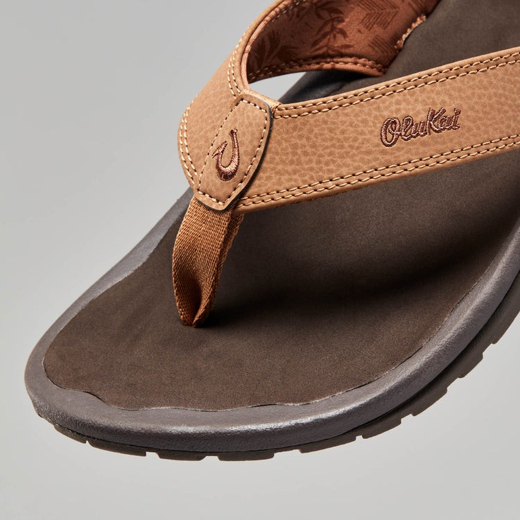 AUTH OluKai Ohana Men’s Beach Sandals, Lightweight Comfort Tan/Dark Java, Size 8