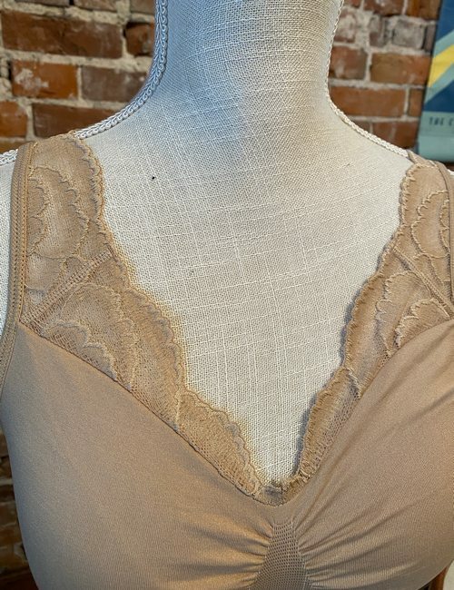 Rhonda Shear Seafoam Green Ahh Bra Lace Neckline New Removable Pads