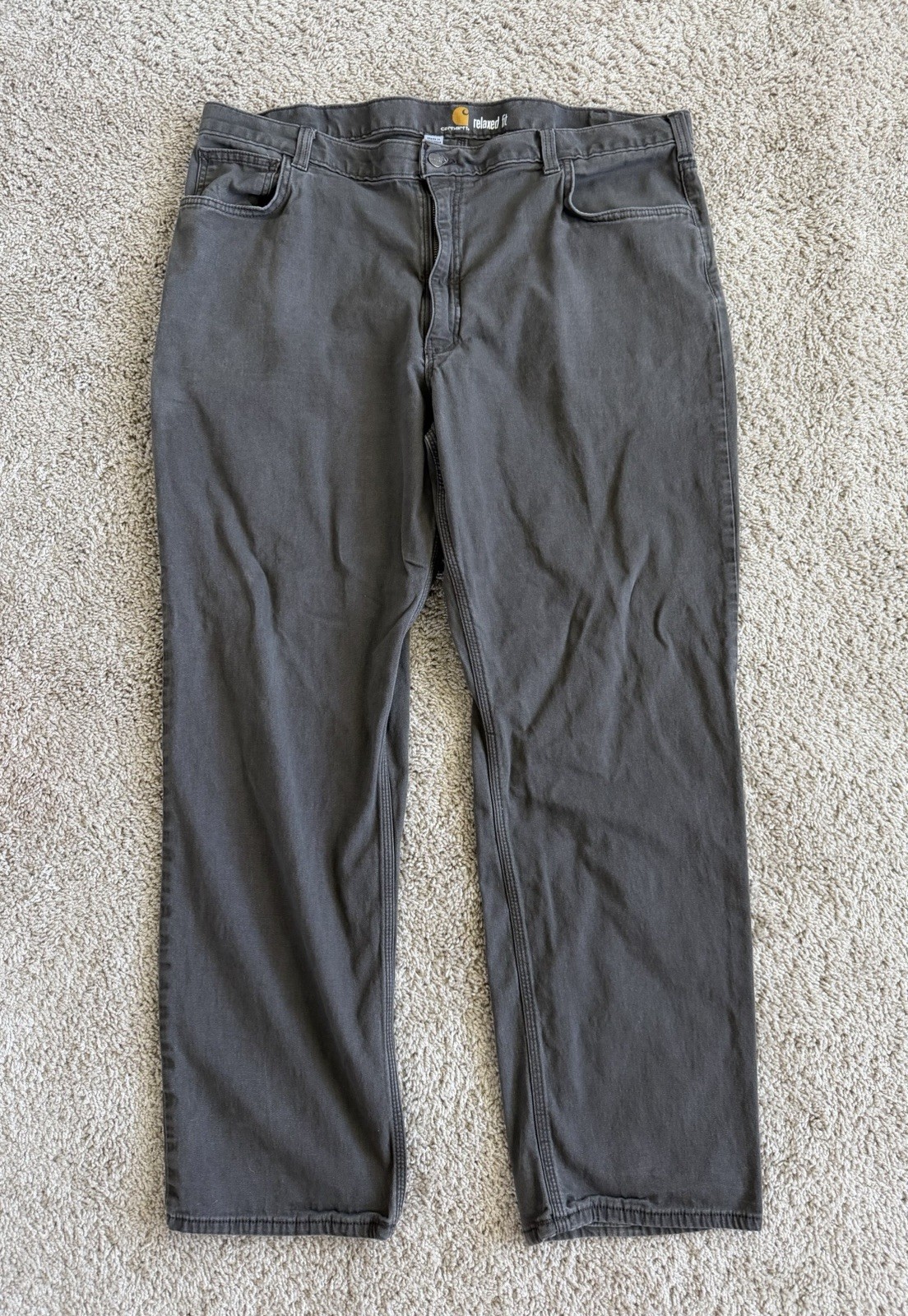 Carhartt Men’s Relaxed Fit Rigged Flex Gray Canvas Work Pants Stretch 42W