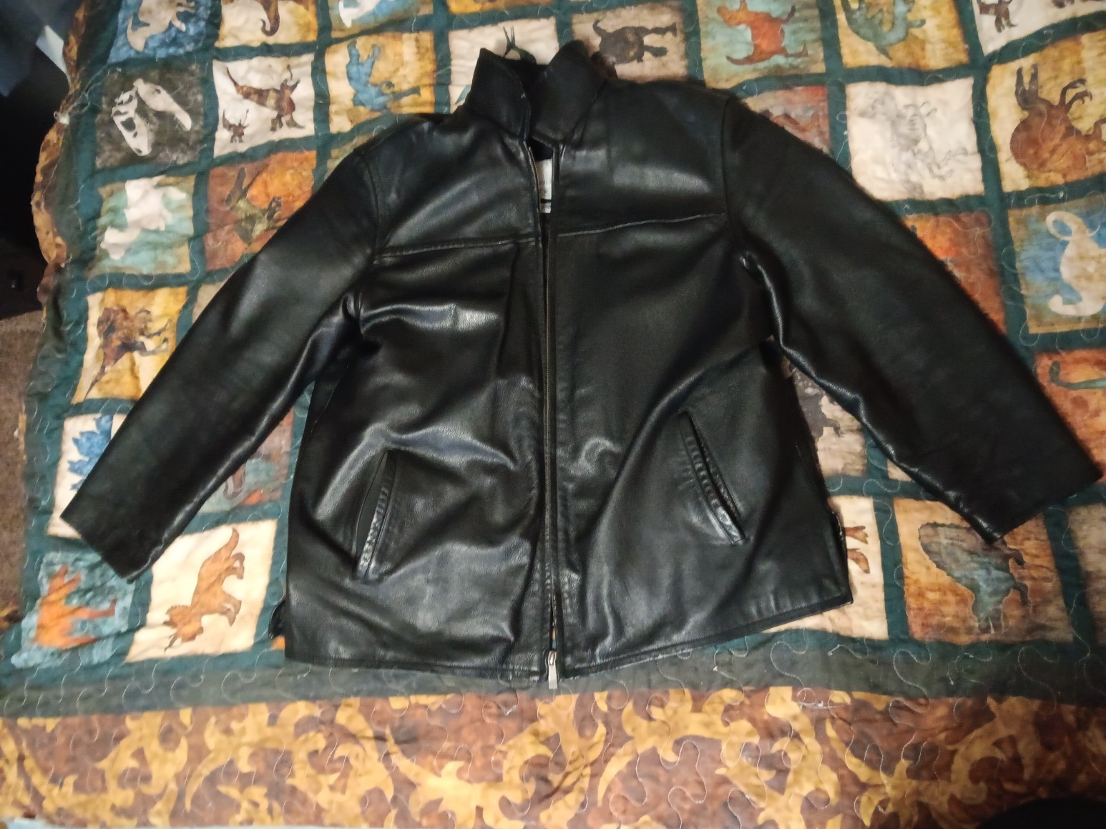 Heavy Wilson Black Leather Jacket Mens Vintage XL Motorcycle M Julian w/Liner
