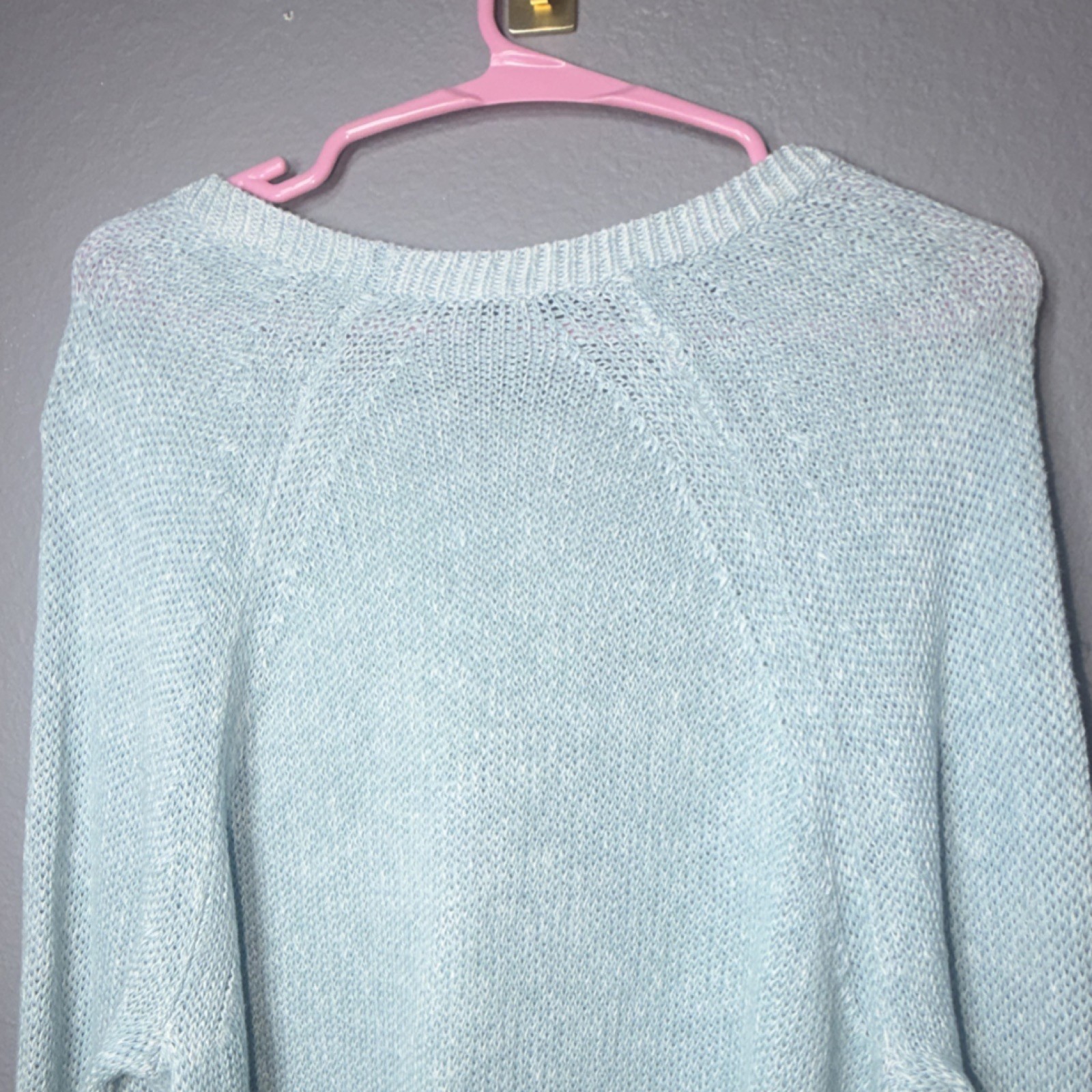 Eileen Fisher Women’s Blue Solid Knit Crewneck Raglan Pullover Sweater M