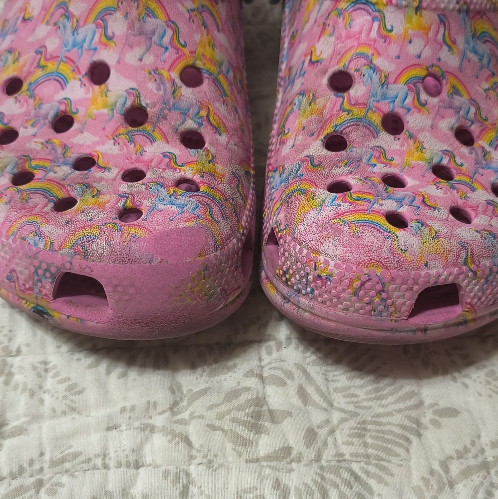 Lisa Frank Rainbow Unicorn Classic Crocs with a vibrant pink and blue scheme