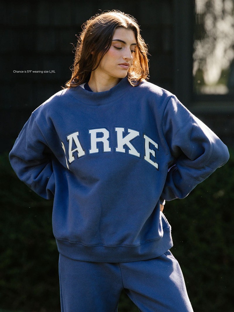 PARKE New Letter Patch Embroidered High Neck Loose Women’s Sweatshirt