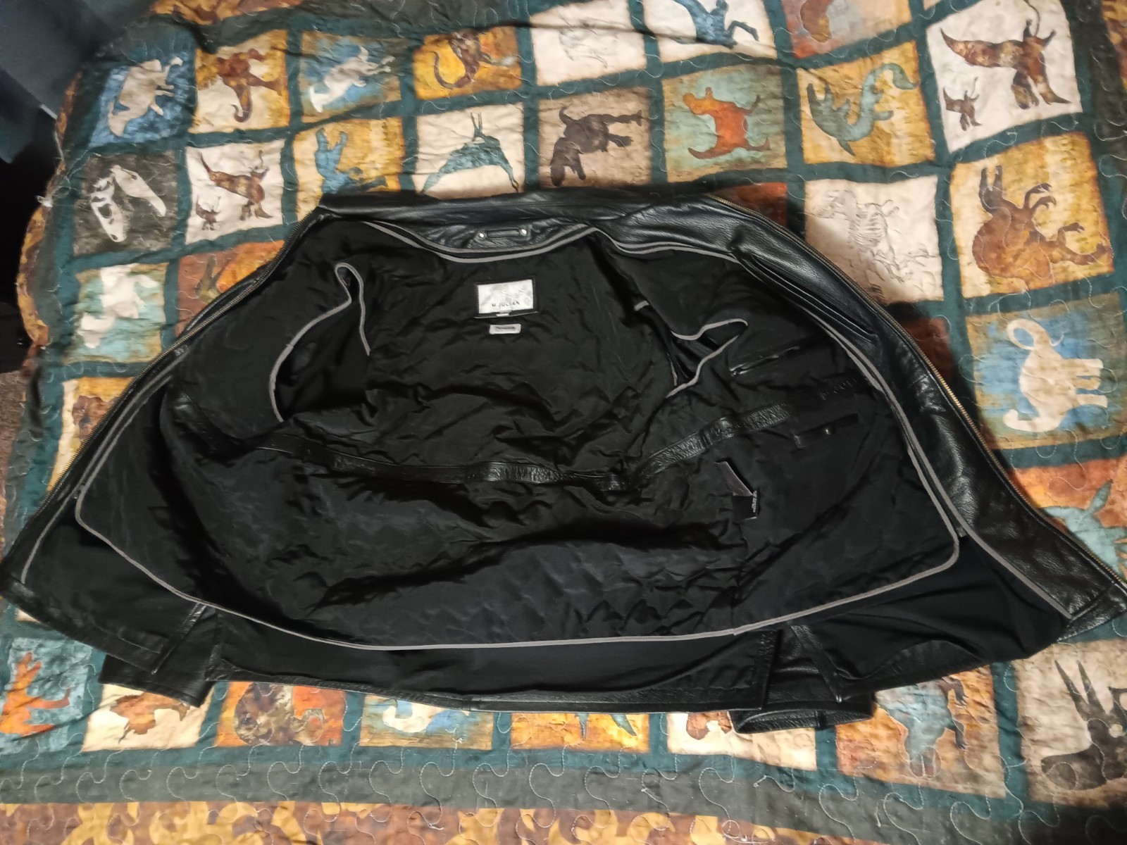 Heavy Wilson Black Leather Jacket Mens Vintage XL Motorcycle M Julian w/Liner
