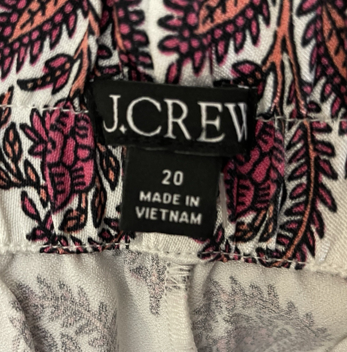 J. Crew Astrid Wide Leg Luster Crepe Pants 20 Bouquet Block Print Pull On BR787