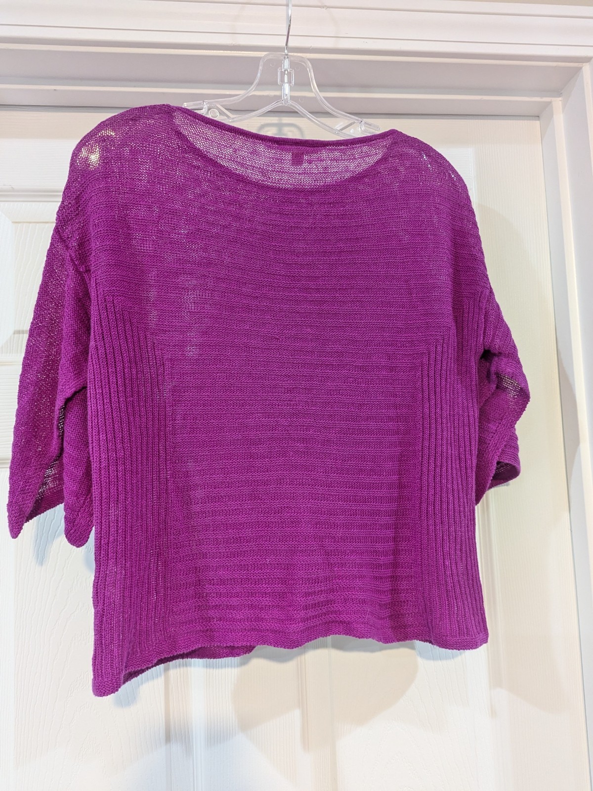 Eileen Fisher Organic Linen Sweater Top Purple Plum Lite Airy XXS