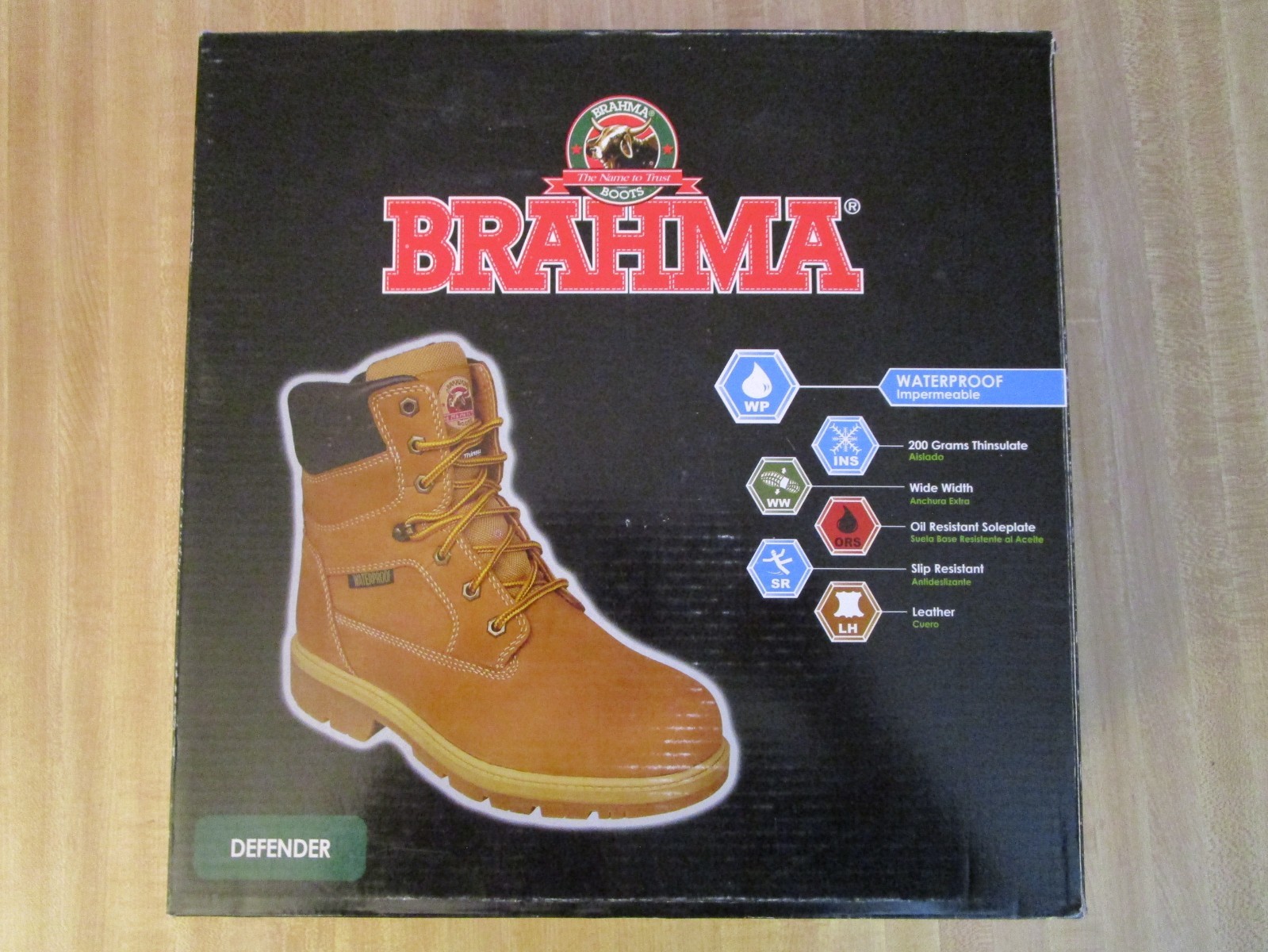Brahma Defender Work Boots Waterproof Leather Up New Men’s US 8 Ex Wide Wheat
