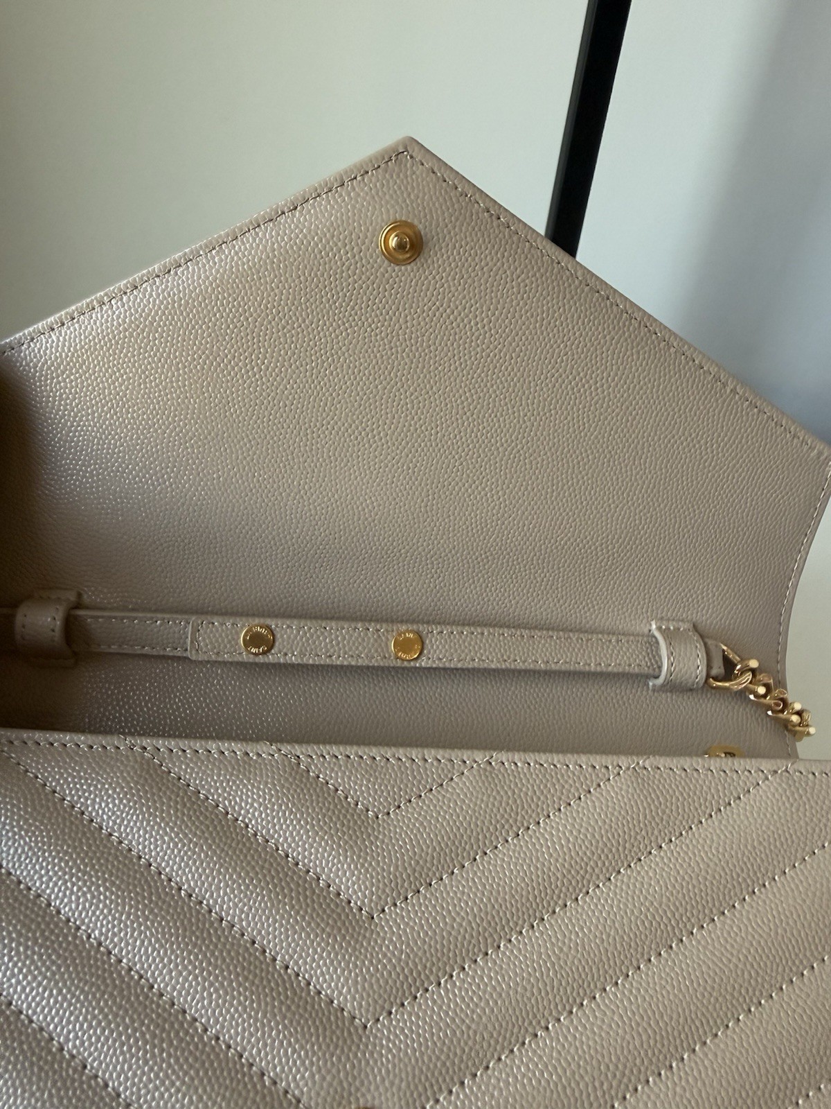 Saint Laurent YSL Leather Wallet On Chain On Chain Grained leather- Dark Beige