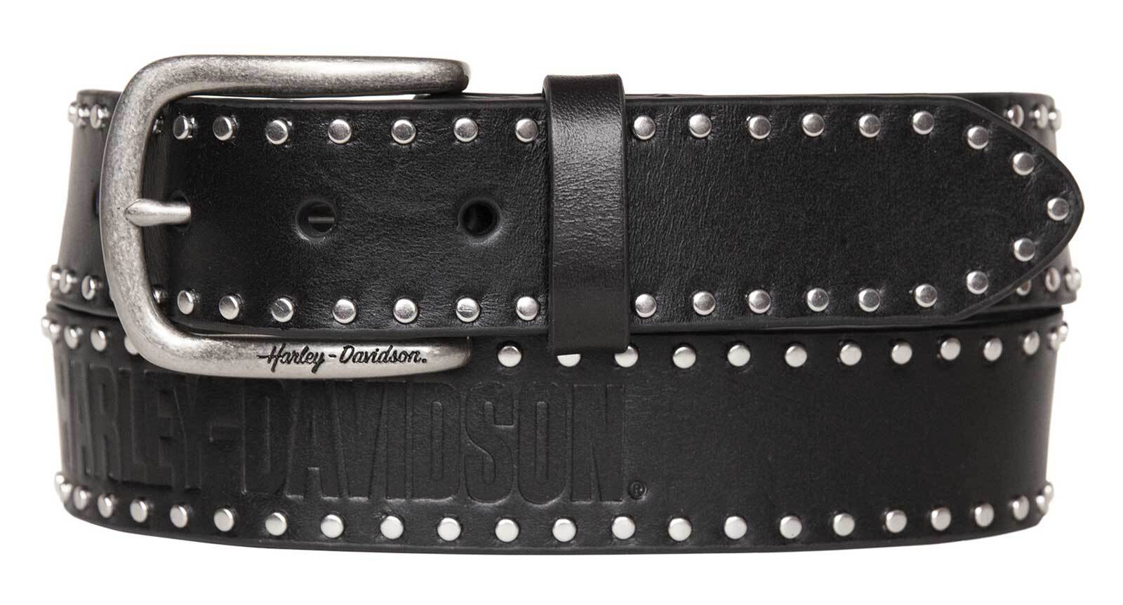 Harley-Davidson Women’s H-D Script & Studded Genuine Leather Belt – Black