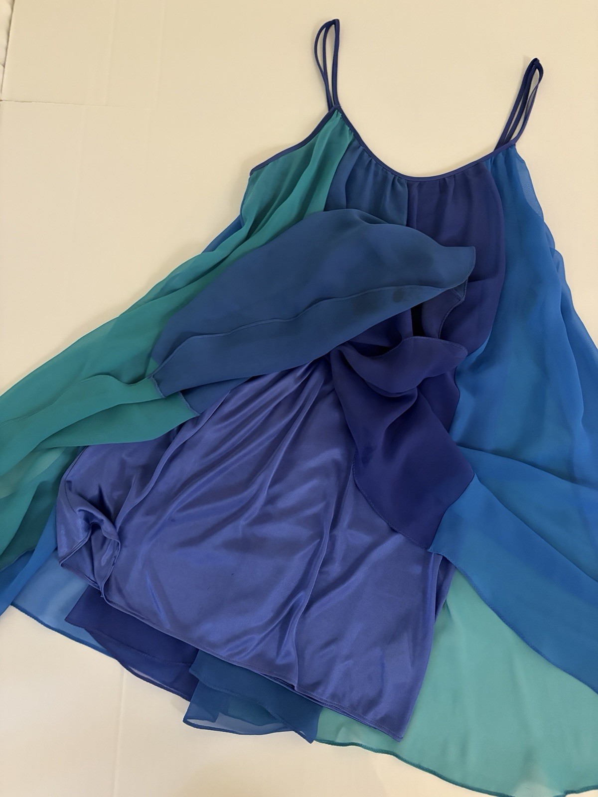 Free People Gauze Tent Dress Large Festival Dance Circus Fairy Blue Green Purple