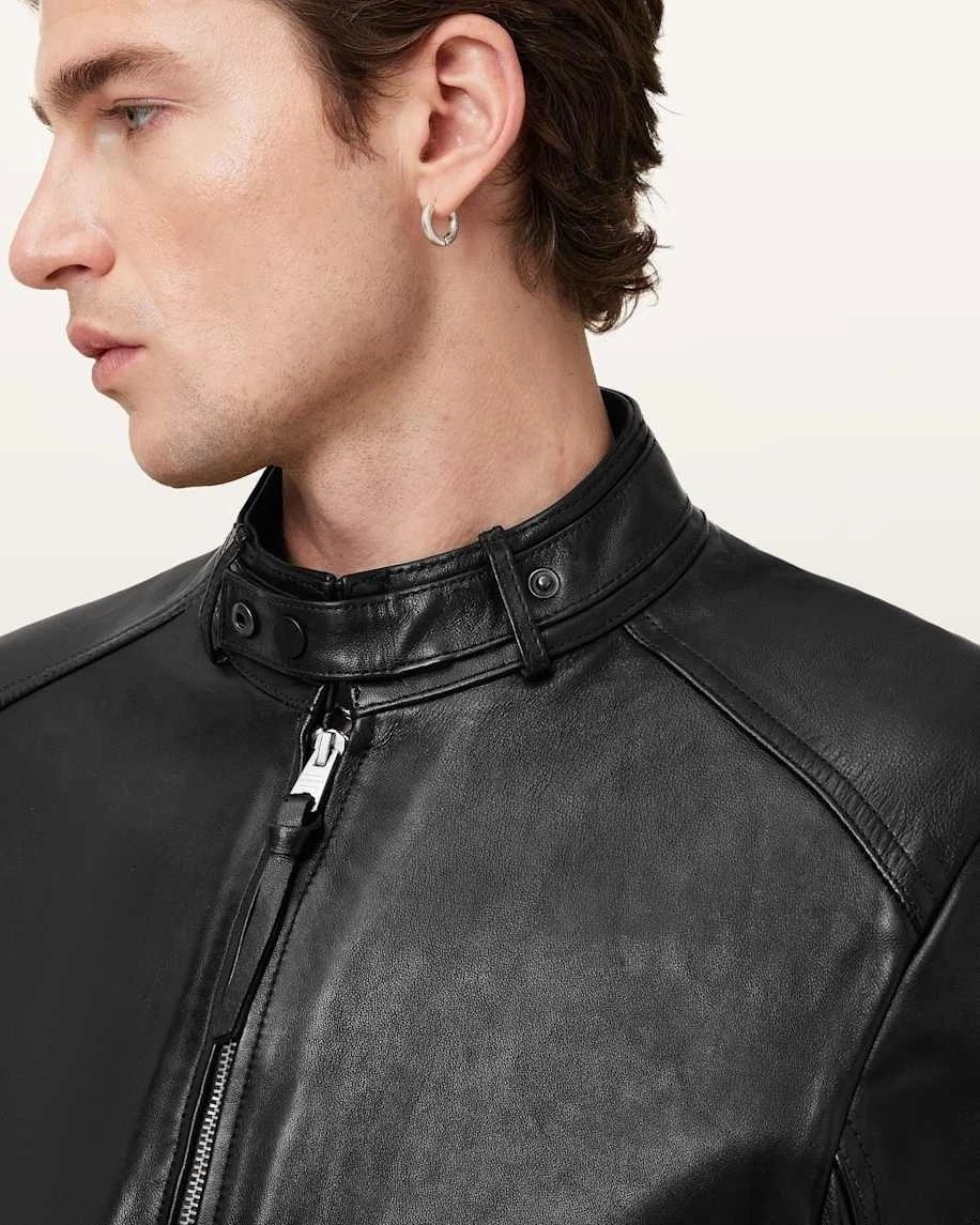 AllSaints Cora Leather Jacket Men’s Size Large Jet Black Celebrity Grail COLT