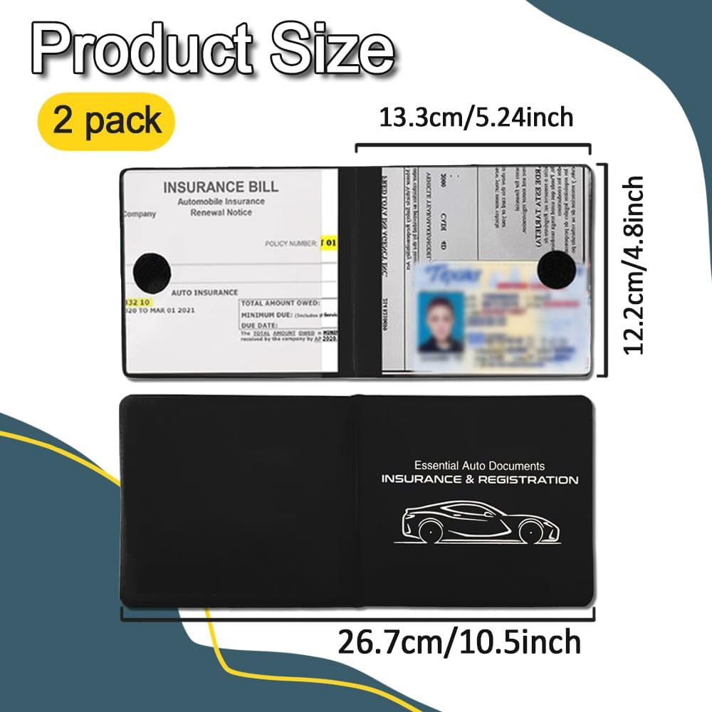 2PCS Car Registration and Insurance Holder, 10.6”×4.8” Essential Auto Card Glo
