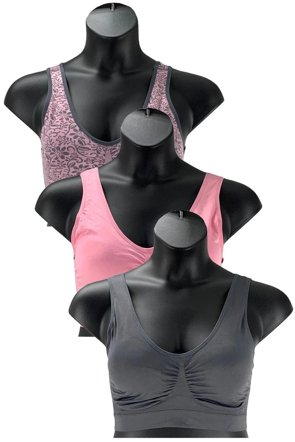 Rhonda Shear Seamless Jacquard Ahh Bra Removable Pads Grey / Pink Grey / Pink