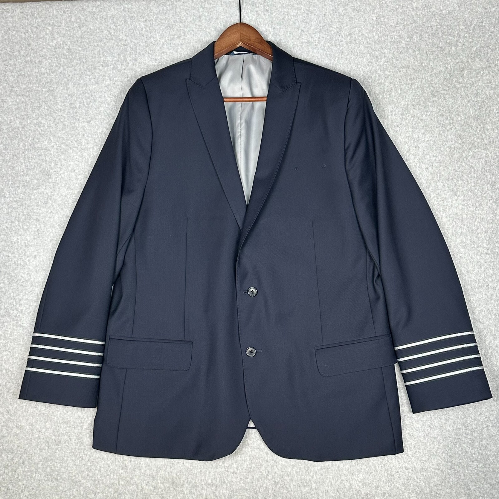 Brooks Brothers NetJets Suit Navy Blue Pilot 2 Piece 2 Vent Blazer 44R Pants 38