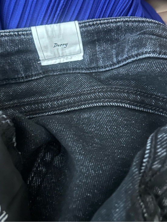 Frank & Eileen Derry Slim Straight Jeans Washed Black Raw Hem Sz 32