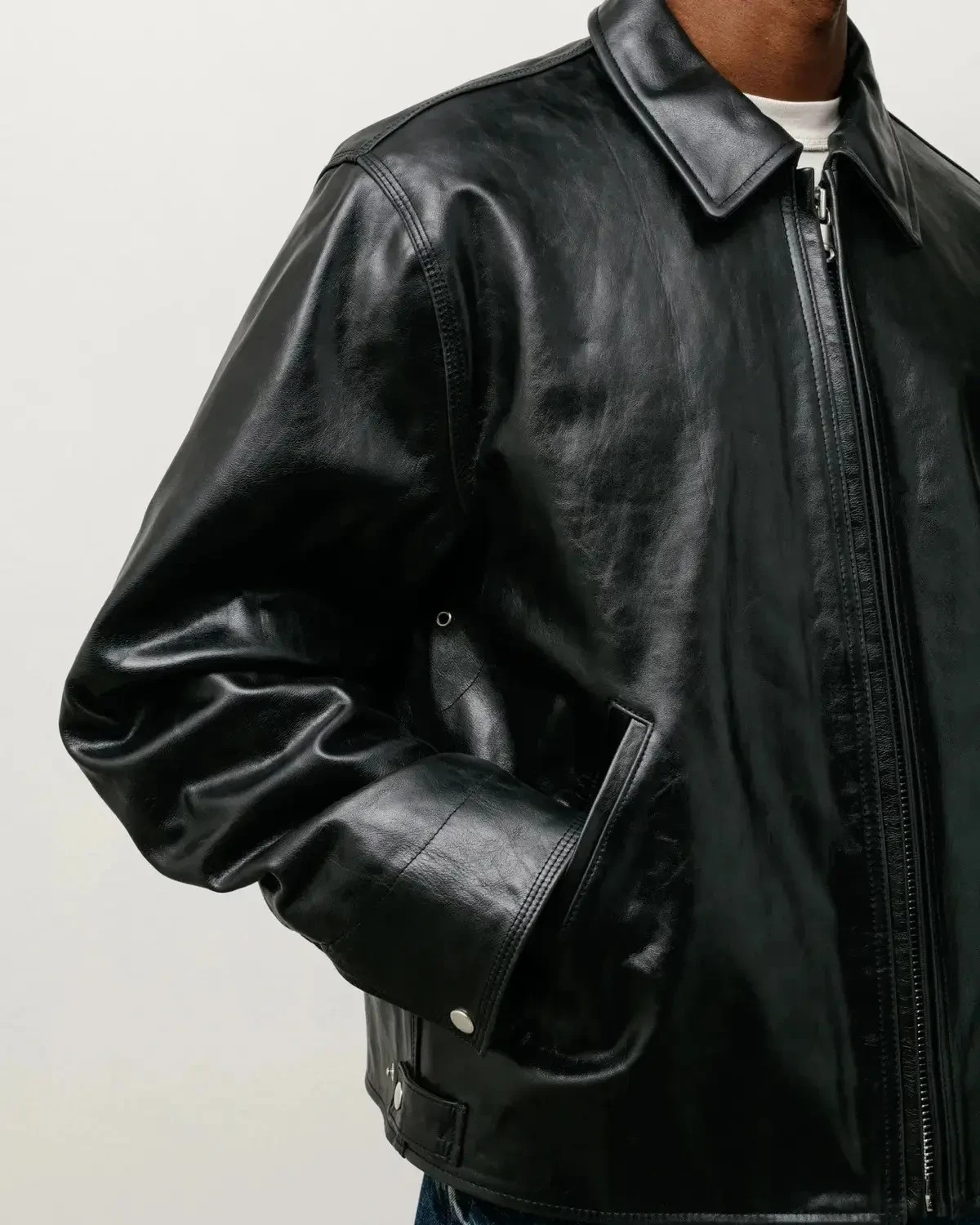 Stussy SS25 Garage Leather Jacket – Black Size Large Very Rare