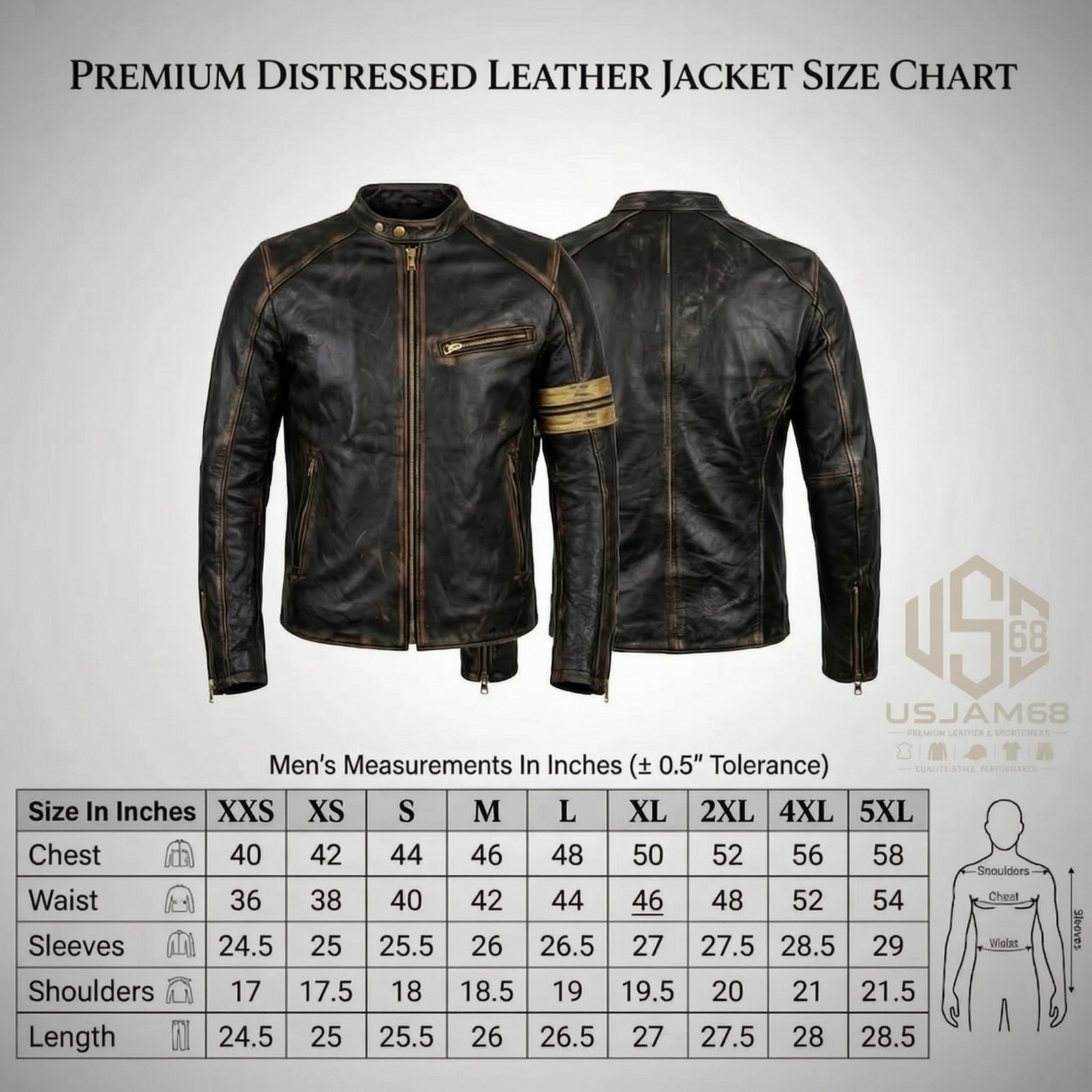 Men’s Motorcycle Biker Vintage Cafe Racer Distressed Black Real Leather Jacket